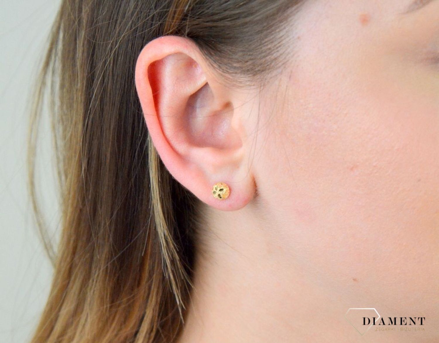 Kolczyki złote 585 grawerowane płaskie kulki DIA-KLC-5363-585.jpg