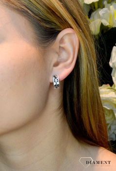 Srebrne eleganckie kolczyki Czarny ornament DIA-KLC-53897-925 (4).JPG