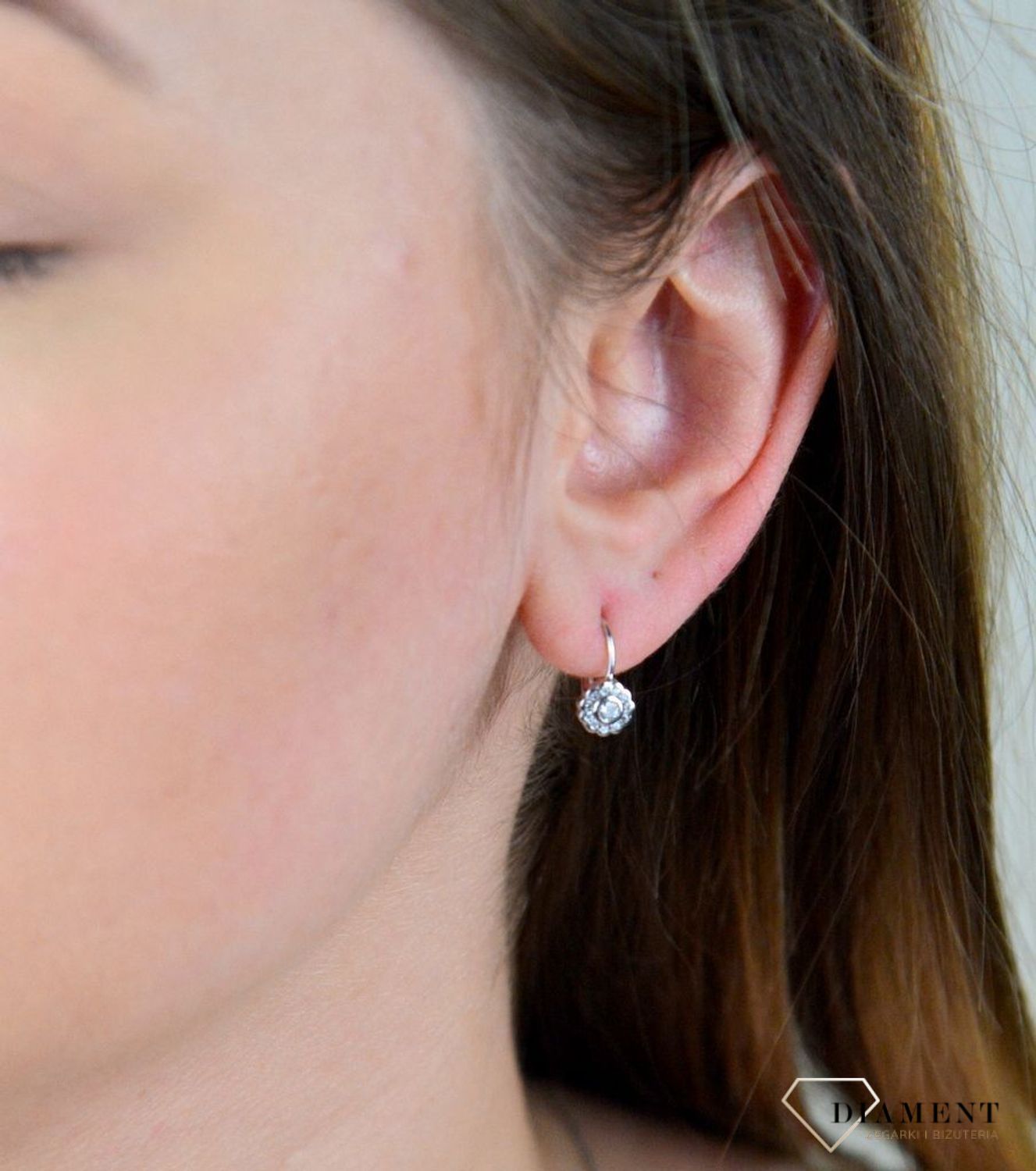 Srebrne kolczyki  Kwiatki z białymi cyrkoniami  925 DIA-KLC-5398-925.jpg