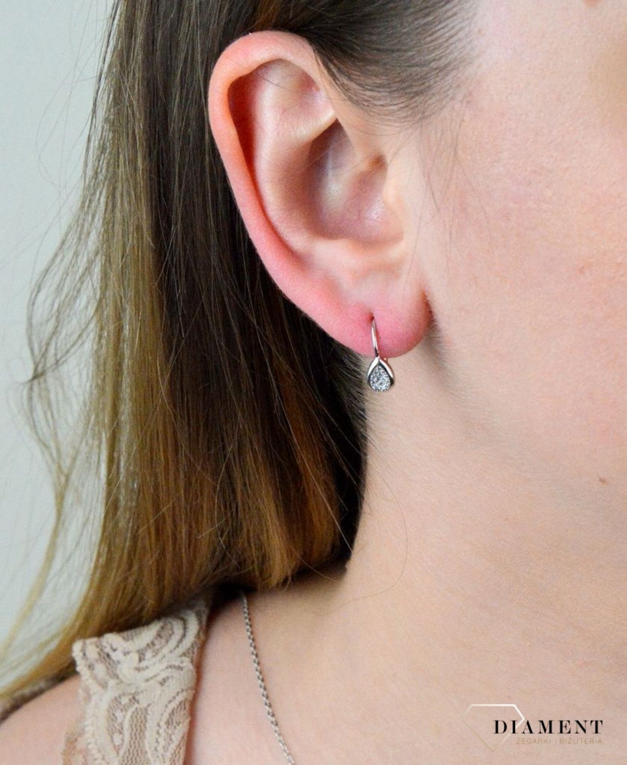 Srebrne kolczyki  Błyszczące łezki  925 DIA-KLC-5404-925.jpg