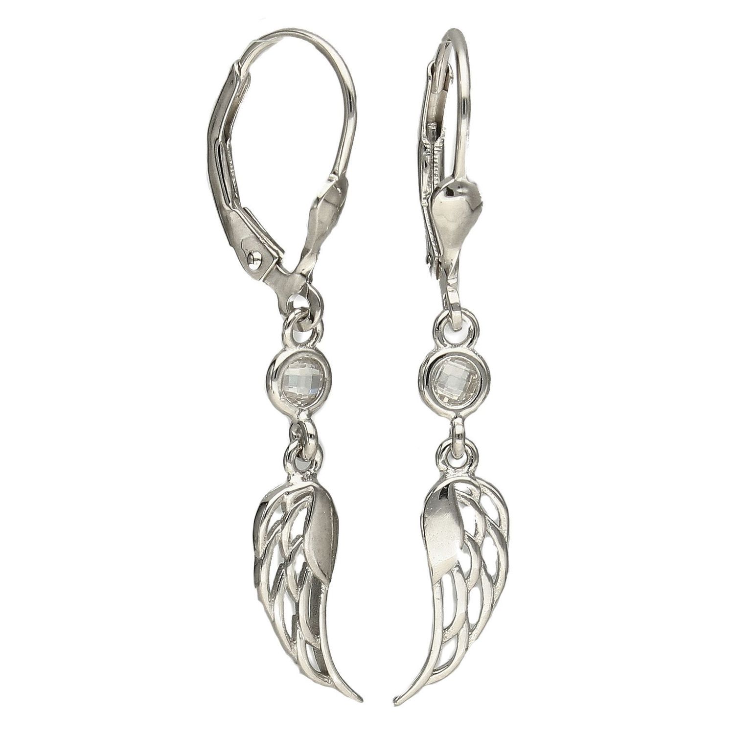 Srebrne kolczyki  Wiszące skrzydełka z cyrkonią  925 DIA-KLC-5406-925.jpg