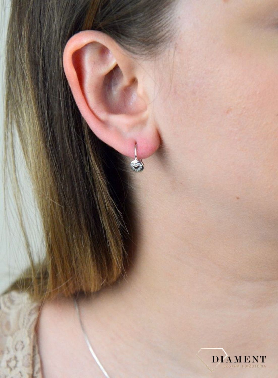 Srebrne kolczyki  Serduszko z cyrkonii  925 DIA-KLC-5407-925.jpg