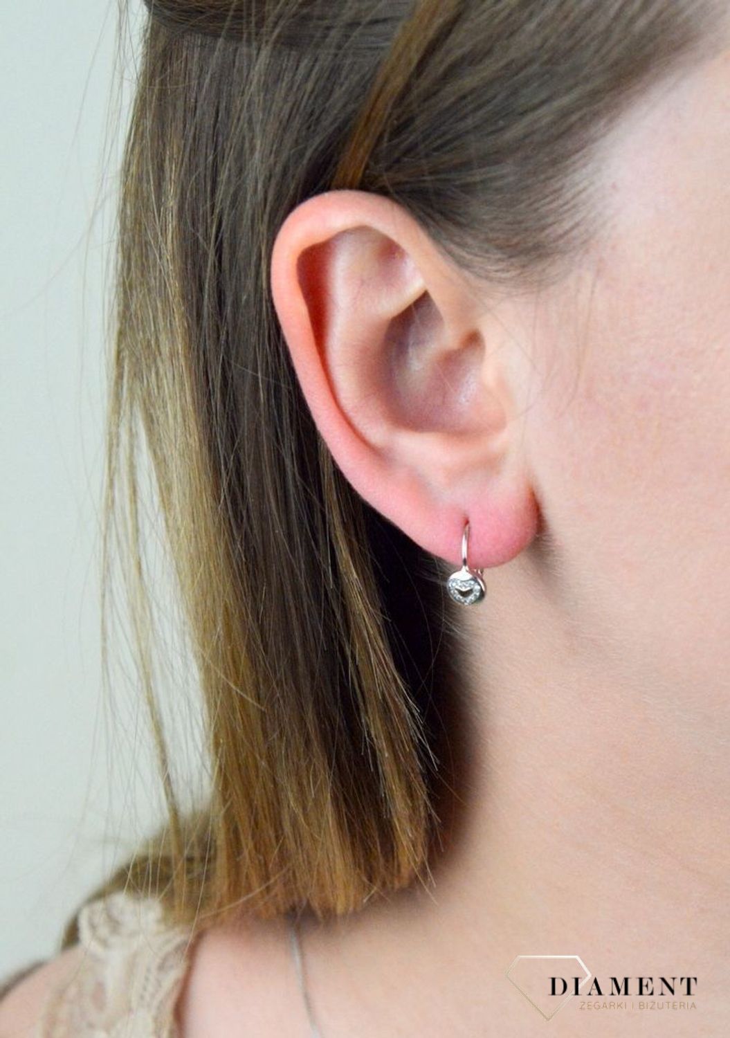 Srebrne kolczyki  Serduszko z cyrkonii  925 DIA-KLC-5407-925.jpg