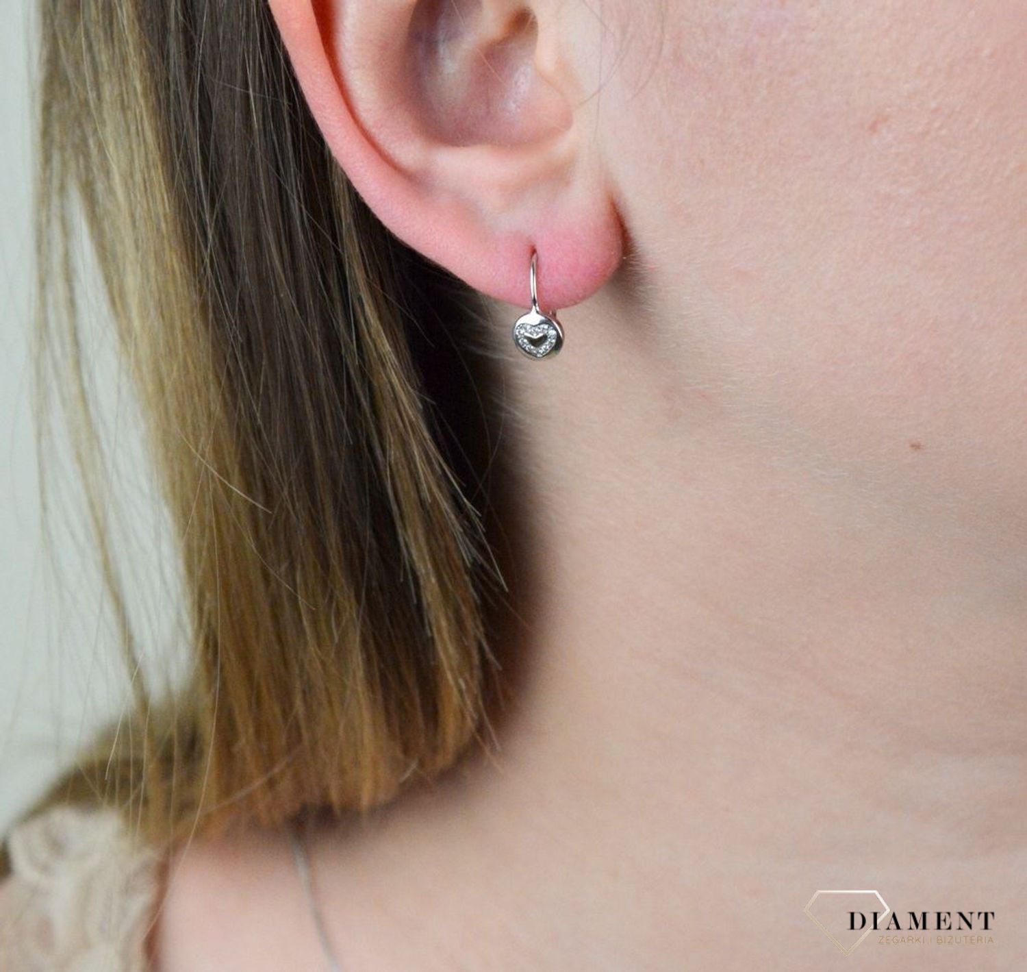 Srebrne kolczyki  Serduszko z cyrkonii  925 DIA-KLC-5407-925.jpg