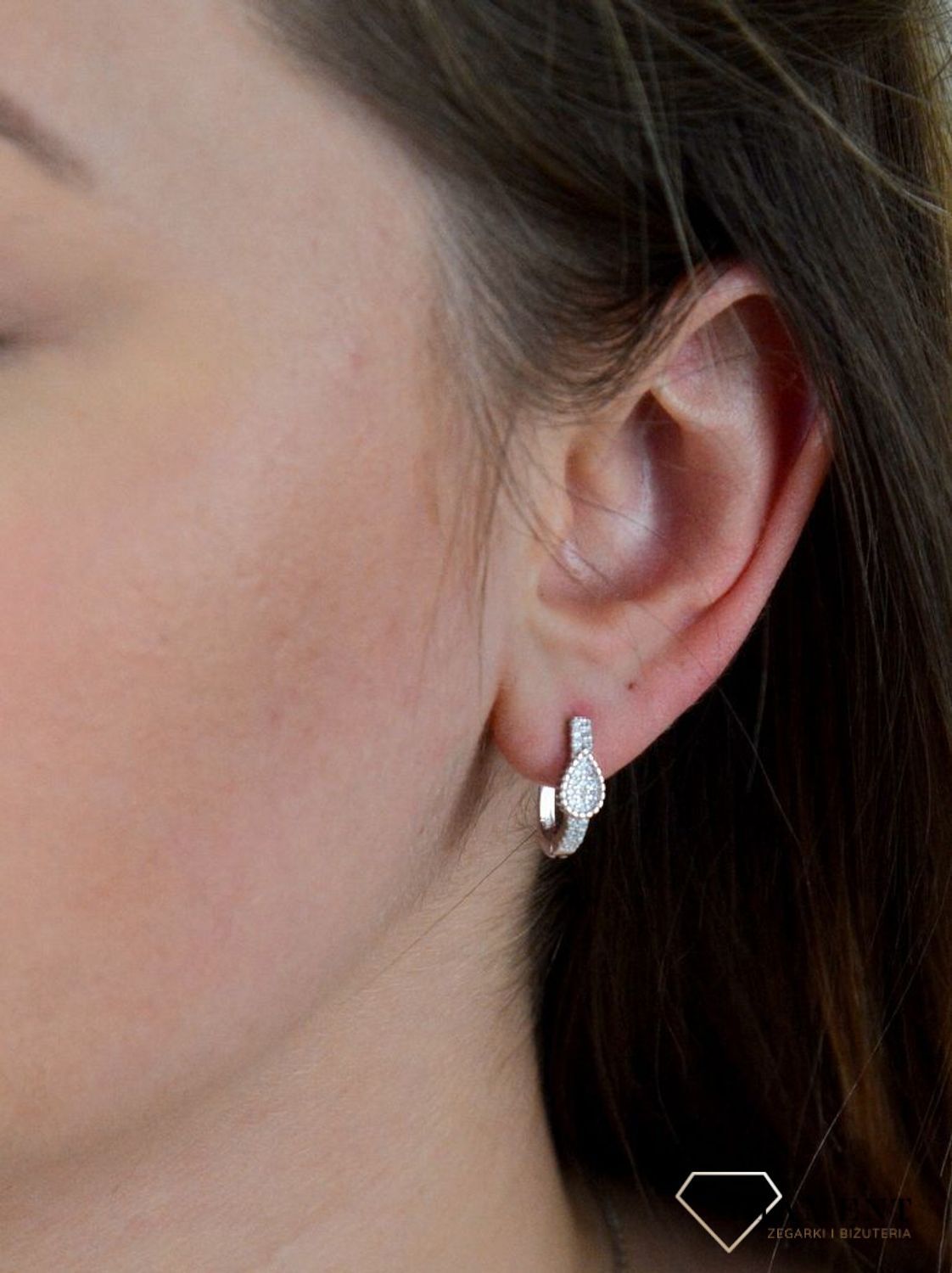 Srebrne kolczyki  Łezka z cyrkoniami  925 DIA-KLC-5409-925.jpg
