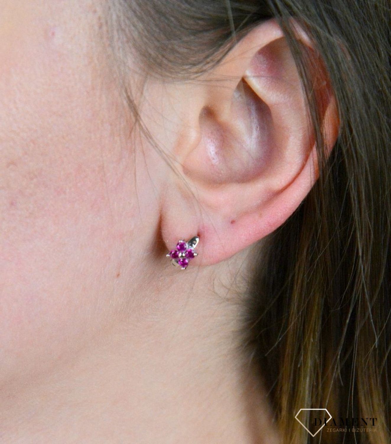 Srebrne kolczyki  Różowe kwiatuszki z cyrkonią  925 DIA-KLC-5413-925.jpg