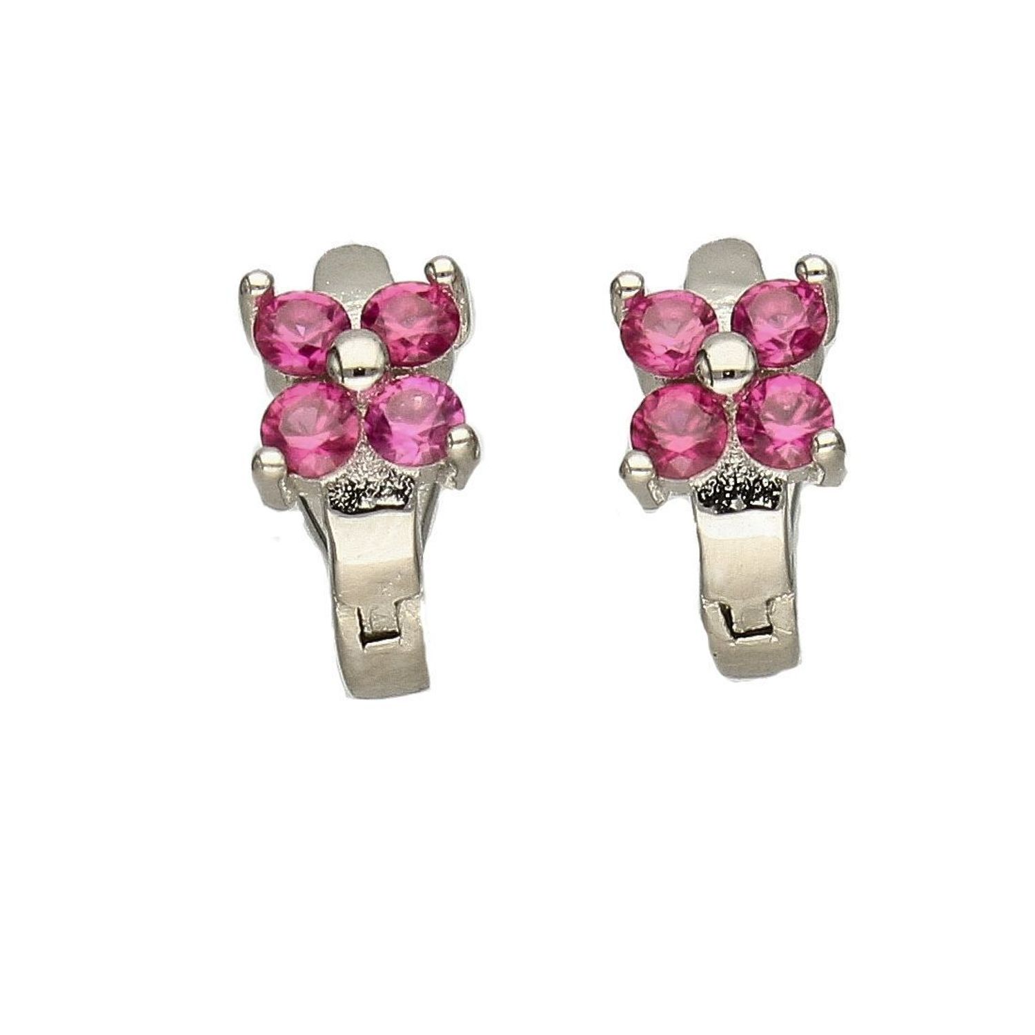 Srebrne kolczyki  Różowe kwiatuszki z cyrkonią  925 DIA-KLC-5413-925.jpg