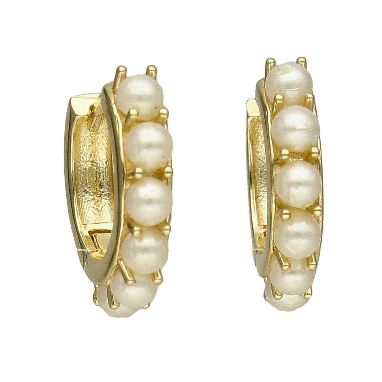 Srebrne kolczyki  Pozłacane kółeczka z perłami  925 DIA-KLC-5419-925.jpg