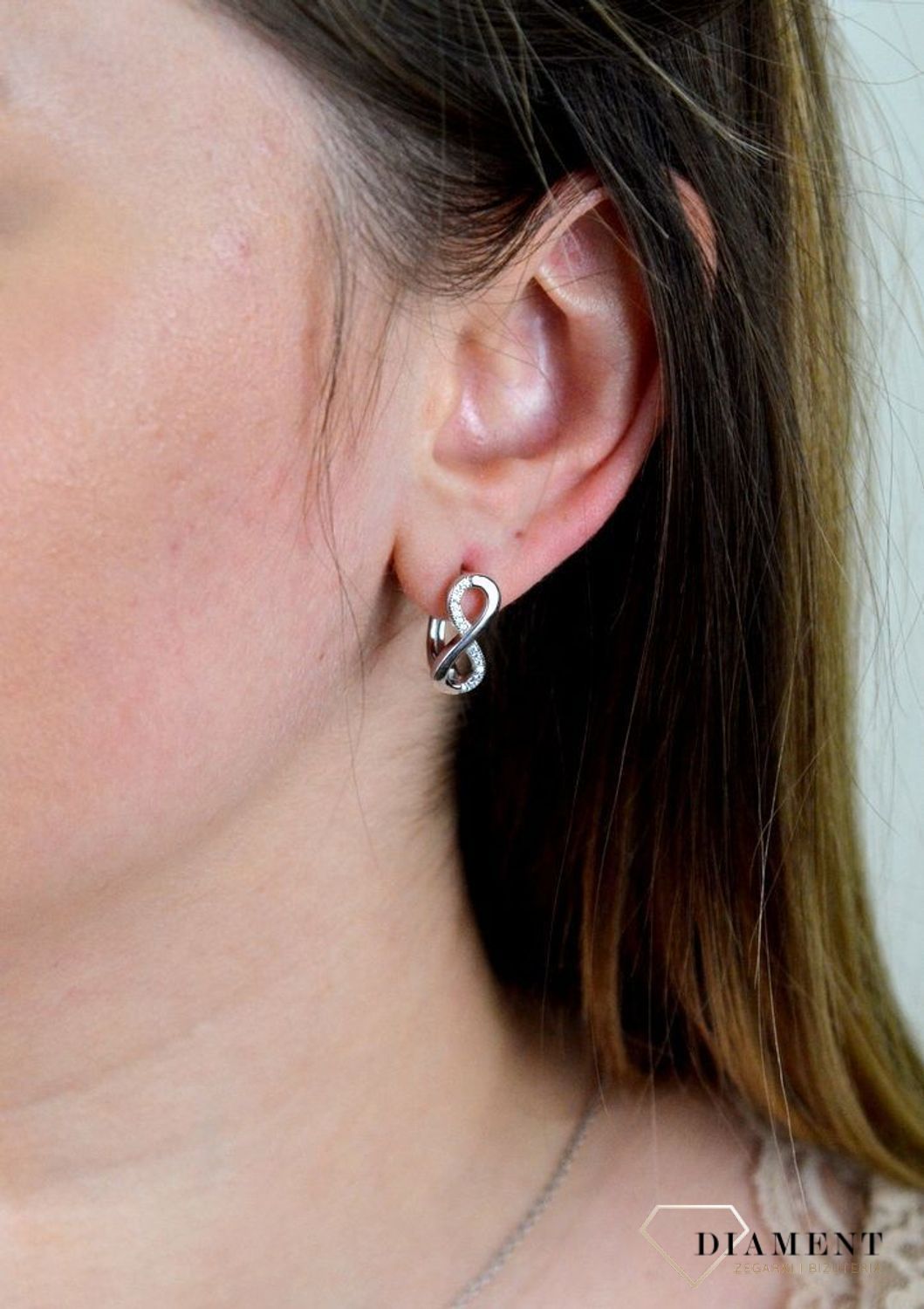 Srebrne kolczyki  Nieskończoność z cyrkoniami  925 DIA-KLC-5425-925.jpg