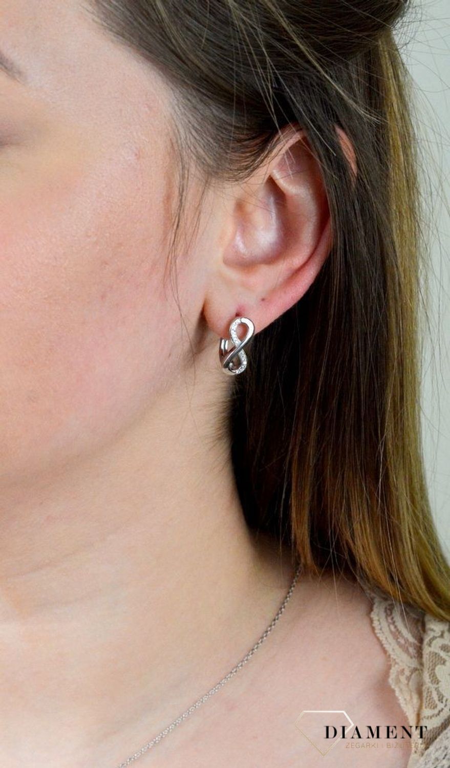 Srebrne kolczyki  Nieskończoność z cyrkoniami  925 DIA-KLC-5425-925.jpg