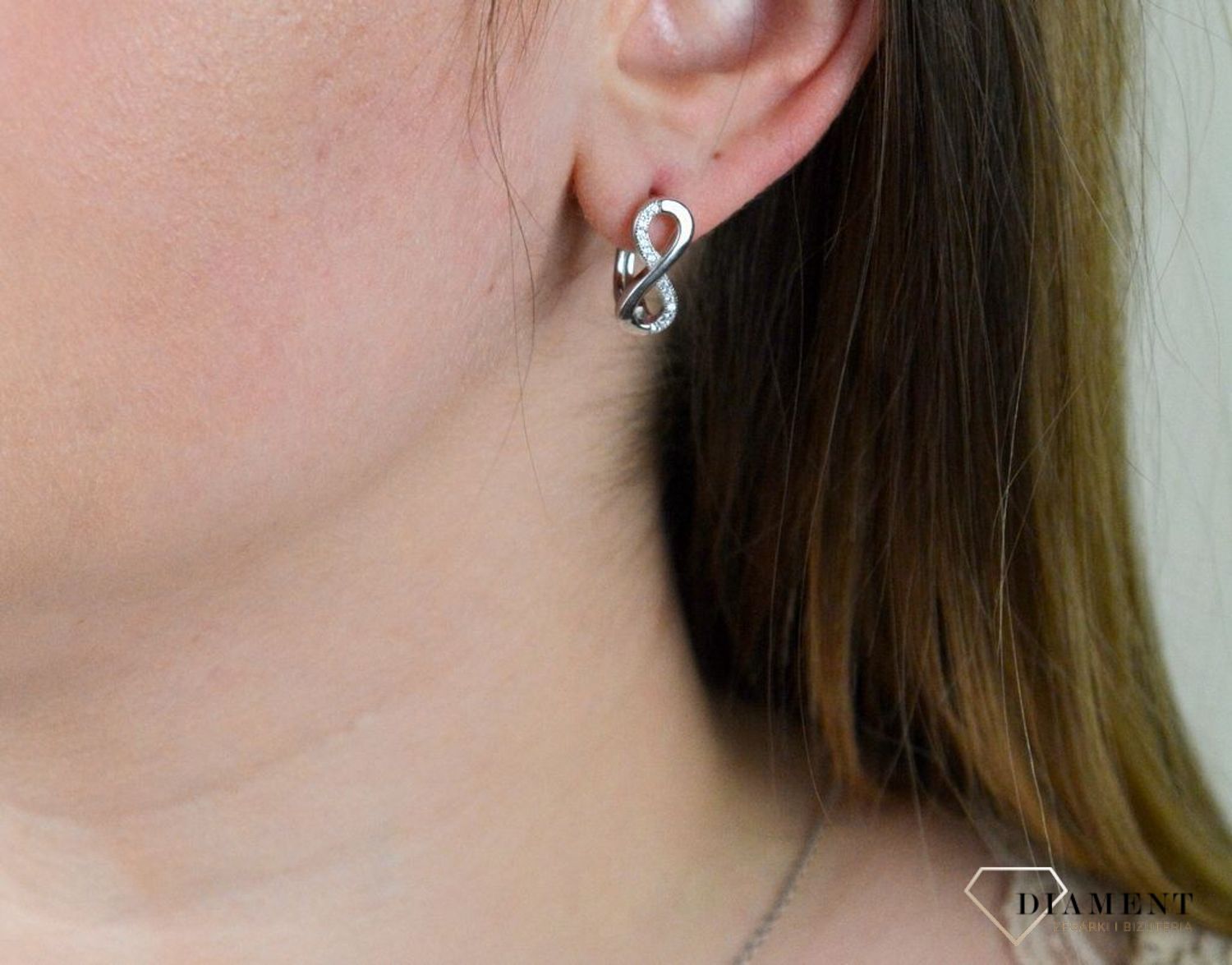 Srebrne kolczyki  Nieskończoność z cyrkoniami  925 DIA-KLC-5425-925.jpg