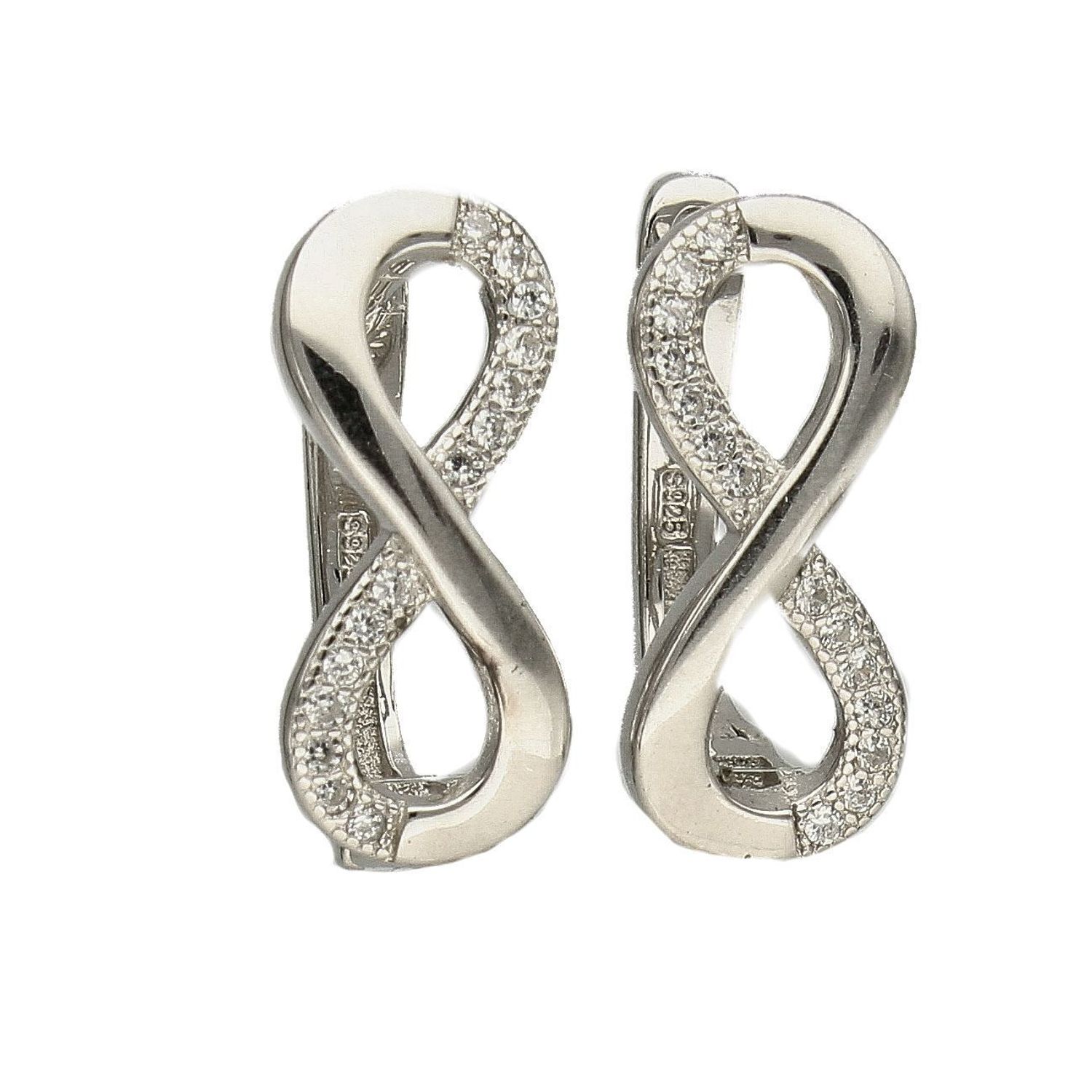Srebrne kolczyki  Nieskończoność z cyrkoniami  925 DIA-KLC-5425-925.jpg