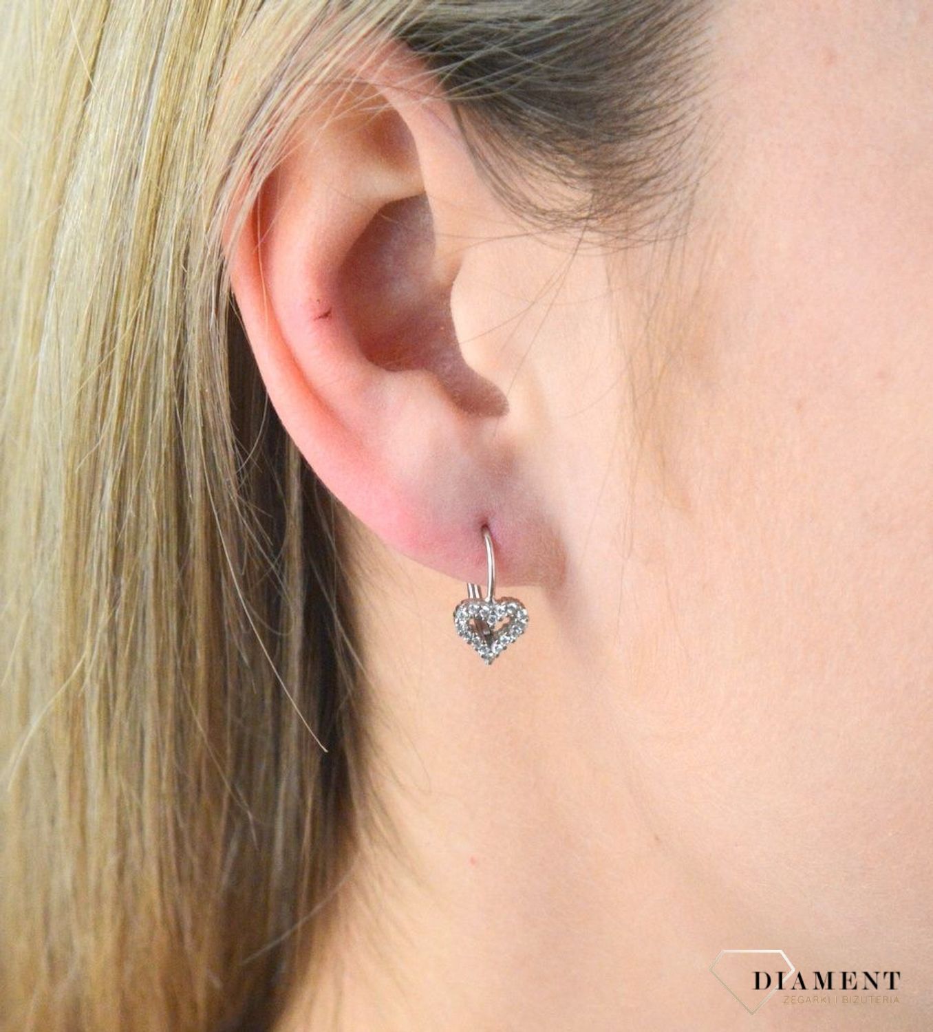 Srebrne kolczyki 925 'Błyszczące serduszka' DIA-KLC-5441-925.jpg