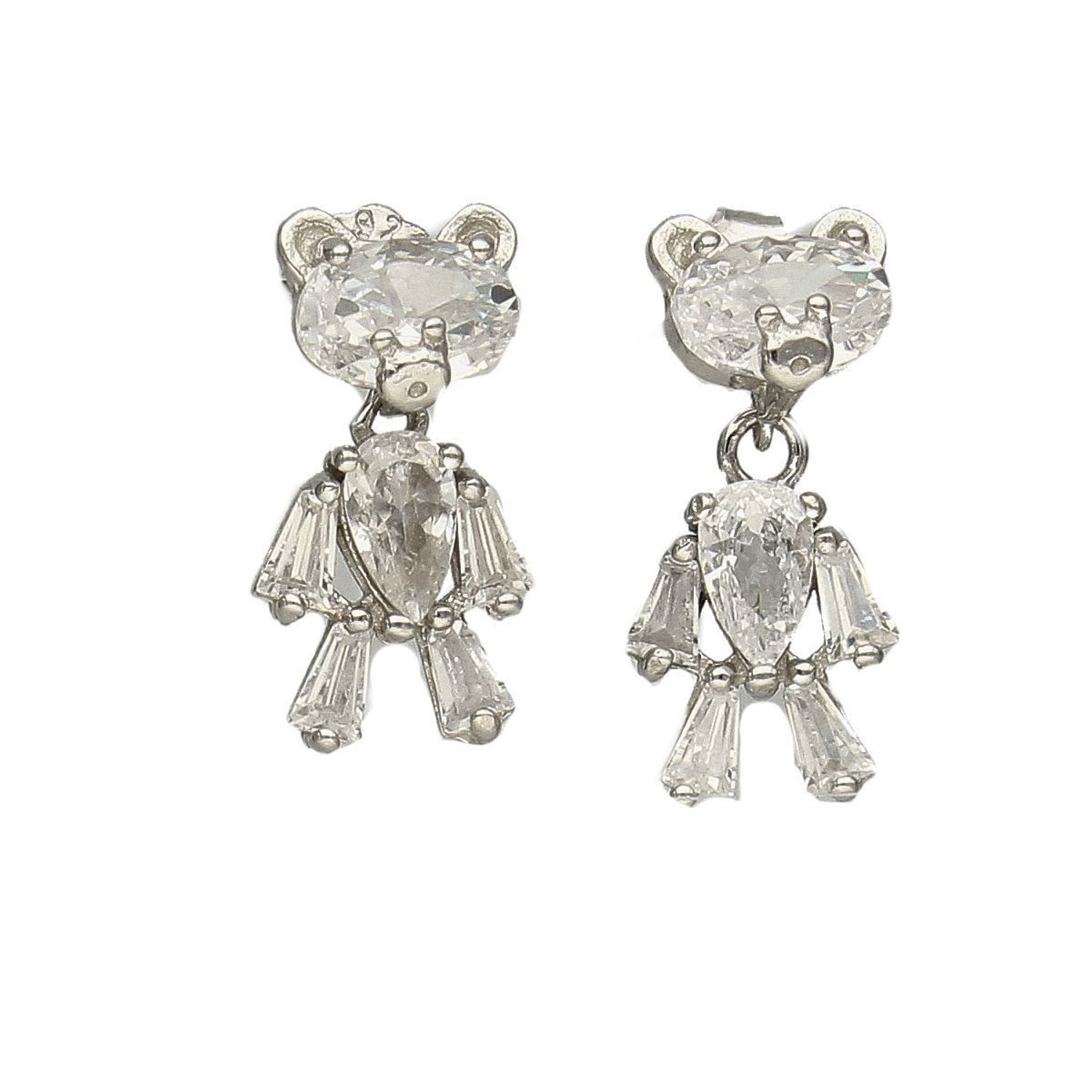 Kolczyki wkrętki wiszące 'Błyszczący miś' DIA-KLC-5447-925.jpg