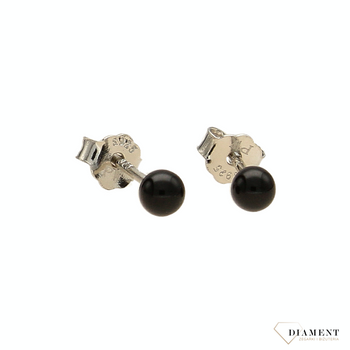 Kolczyki wkrętki czarne kulki DIA-KLC-5449-925. eleganckie, klasyczne kolczyki w formie kulek w czarnym kolorze.  element ozdobny do codziennych stylizacji. Na prezent. Delikatne kolczyki. Minimalistyczne kolczyki..png