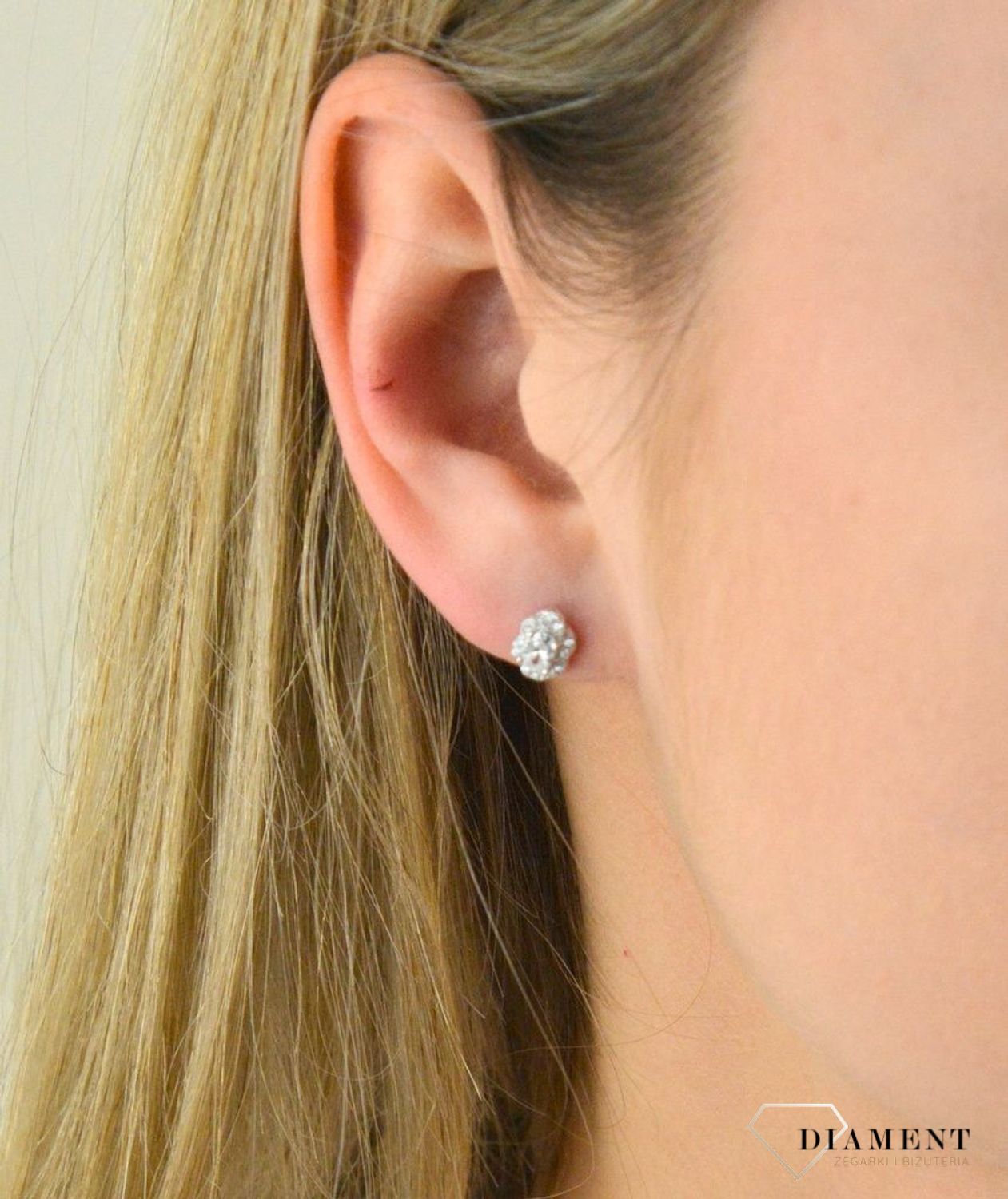 Srebrne kolczyki  Owalne kwiatuszki z cyrkonią  925 DIA-KLC-5456-925.jpg