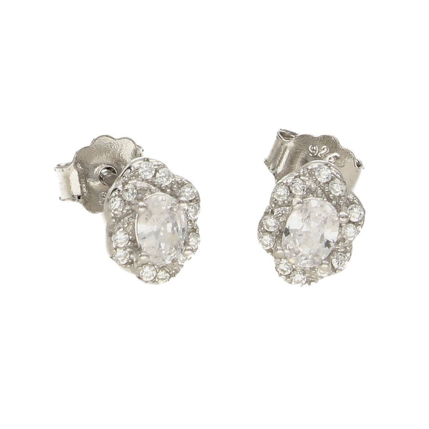 Srebrne kolczyki  Owalne kwiatuszki z cyrkonią  925 DIA-KLC-5456-925.jpg