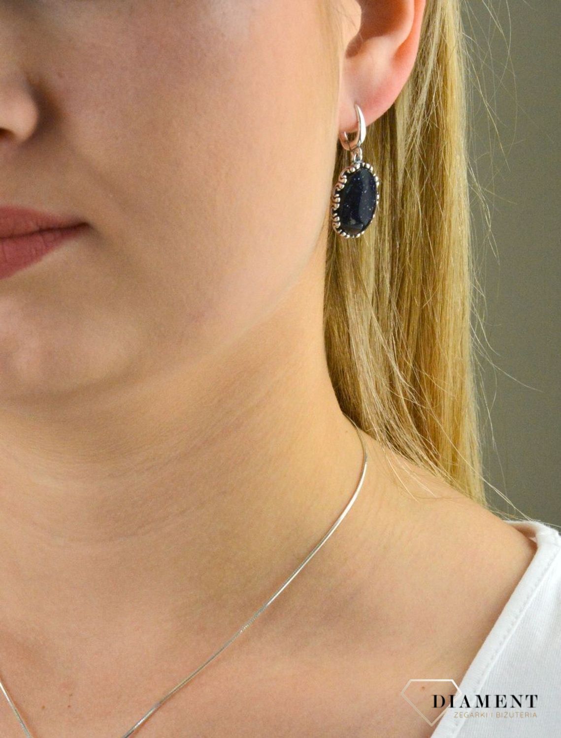 Srebrne kolczyki wiszące z angielskim zapięciem 'Noc Kairu z ornamentem' DIA-KLC-5492-925.jpg