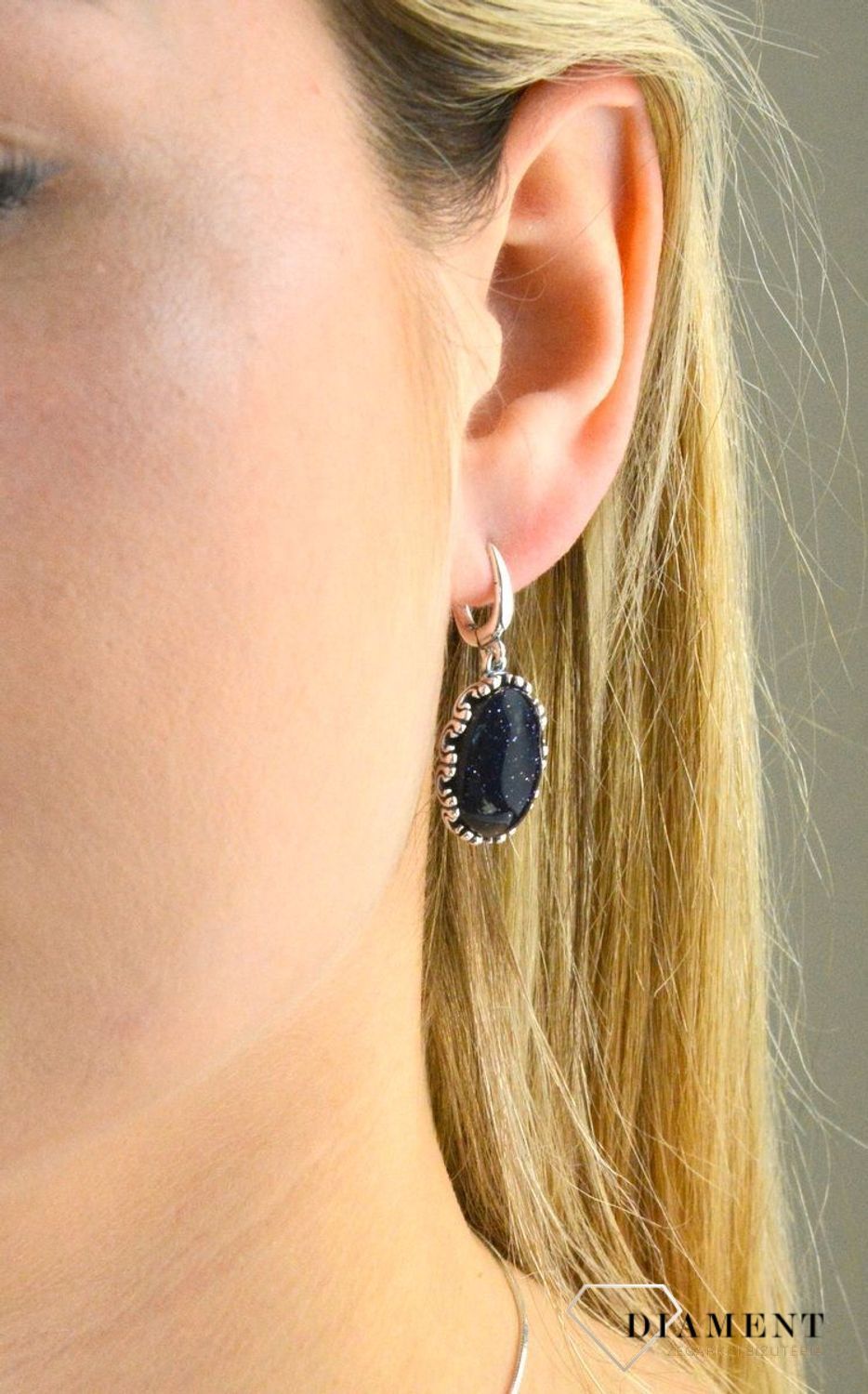 Srebrne kolczyki wiszące z angielskim zapięciem 'Noc Kairu z ornamentem' DIA-KLC-5492-925.jpg