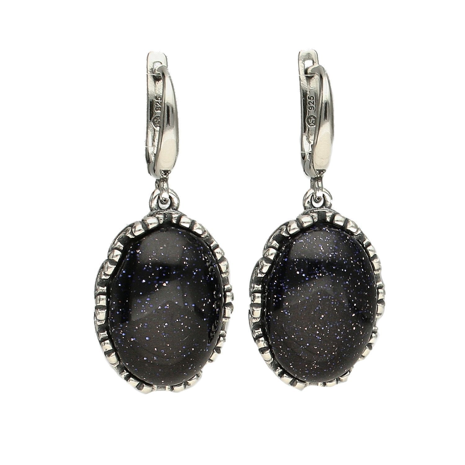 Srebrne kolczyki wiszące z angielskim zapięciem 'Noc Kairu z ornamentem' DIA-KLC-5492-925.jpg