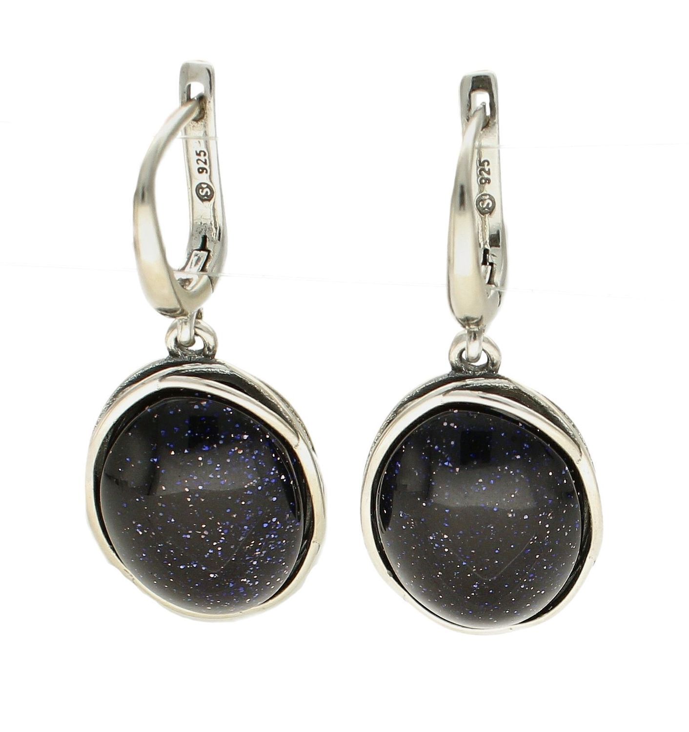 Srebrne kolczyki wiszące z angielskim zapięciem 'Noc Kairu' DIA-KLC-5495B-925.jpg