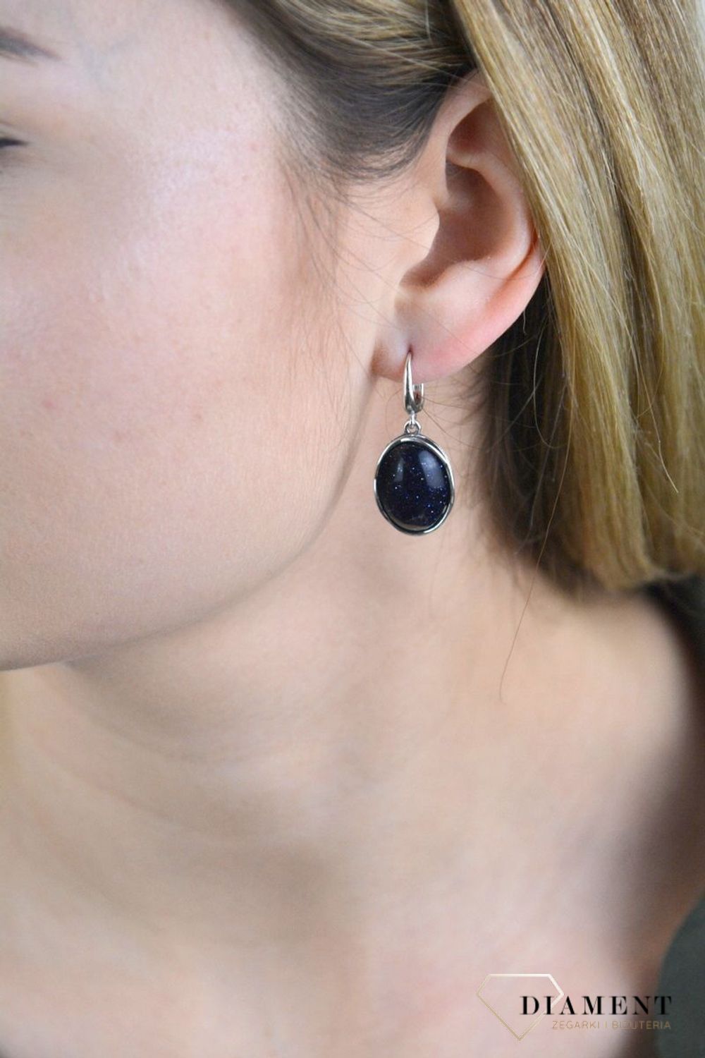 Srebrne kolczyki wiszące z angielskim zapięciem 'Noc Kairu' DIA-KLC-5495B-925.jpg