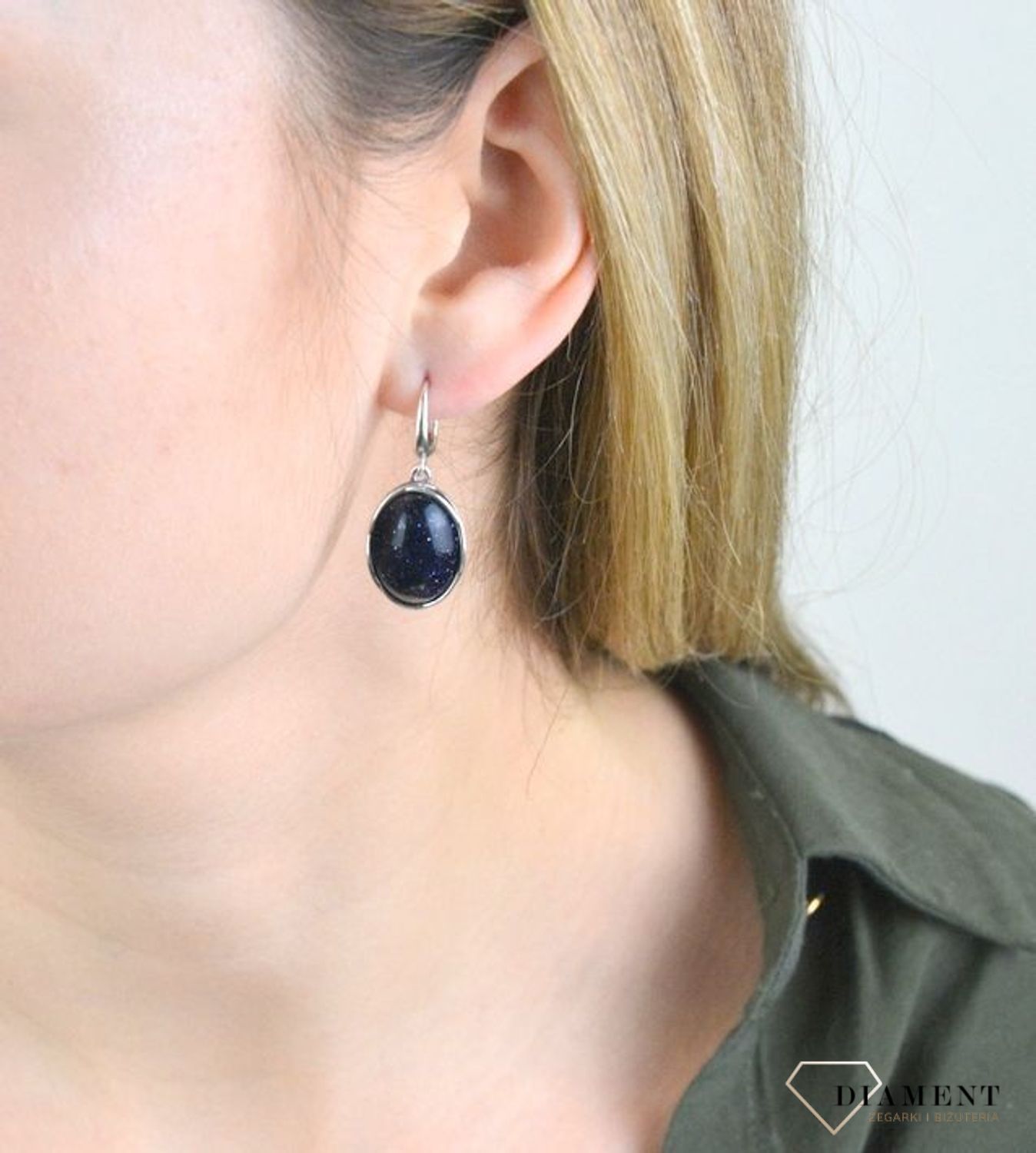 Srebrne kolczyki wiszące z angielskim zapięciem 'Noc Kairu' DIA-KLC-5495B-925.jpg