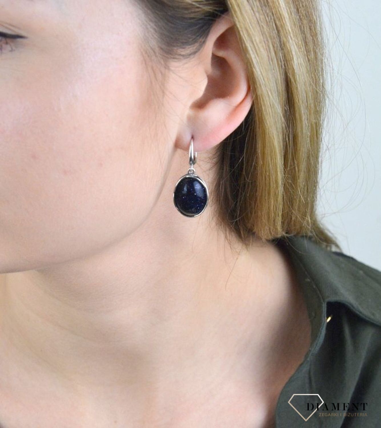 Srebrne kolczyki wiszące z angielskim zapięciem 'Noc Kairu' DIA-KLC-5495B-925.jpg