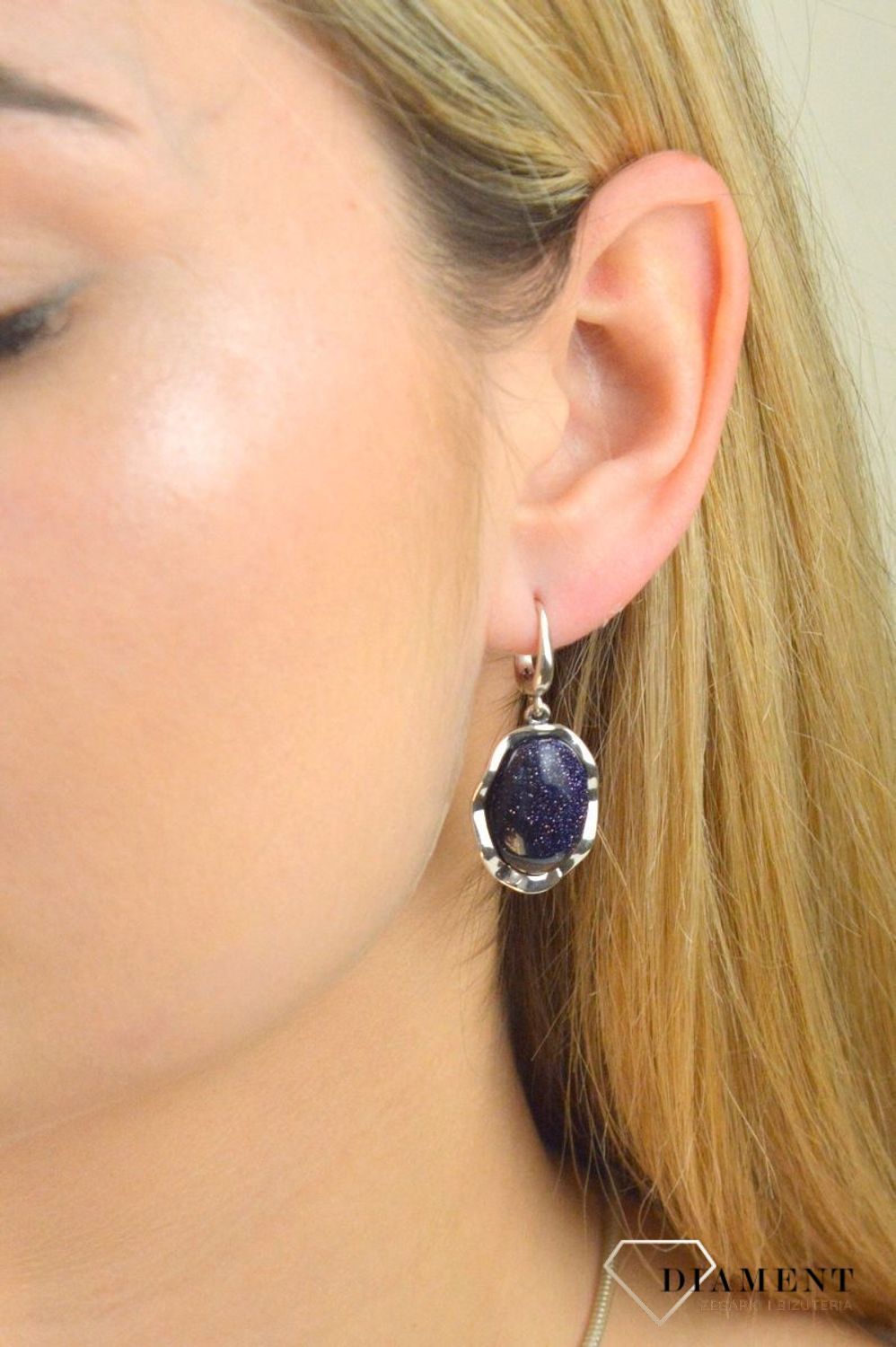 Srebrne kolczyki wiszące z angielskim zapięciem 'Noc Kairu na fali' DIA-KLC-5496-925.jpg