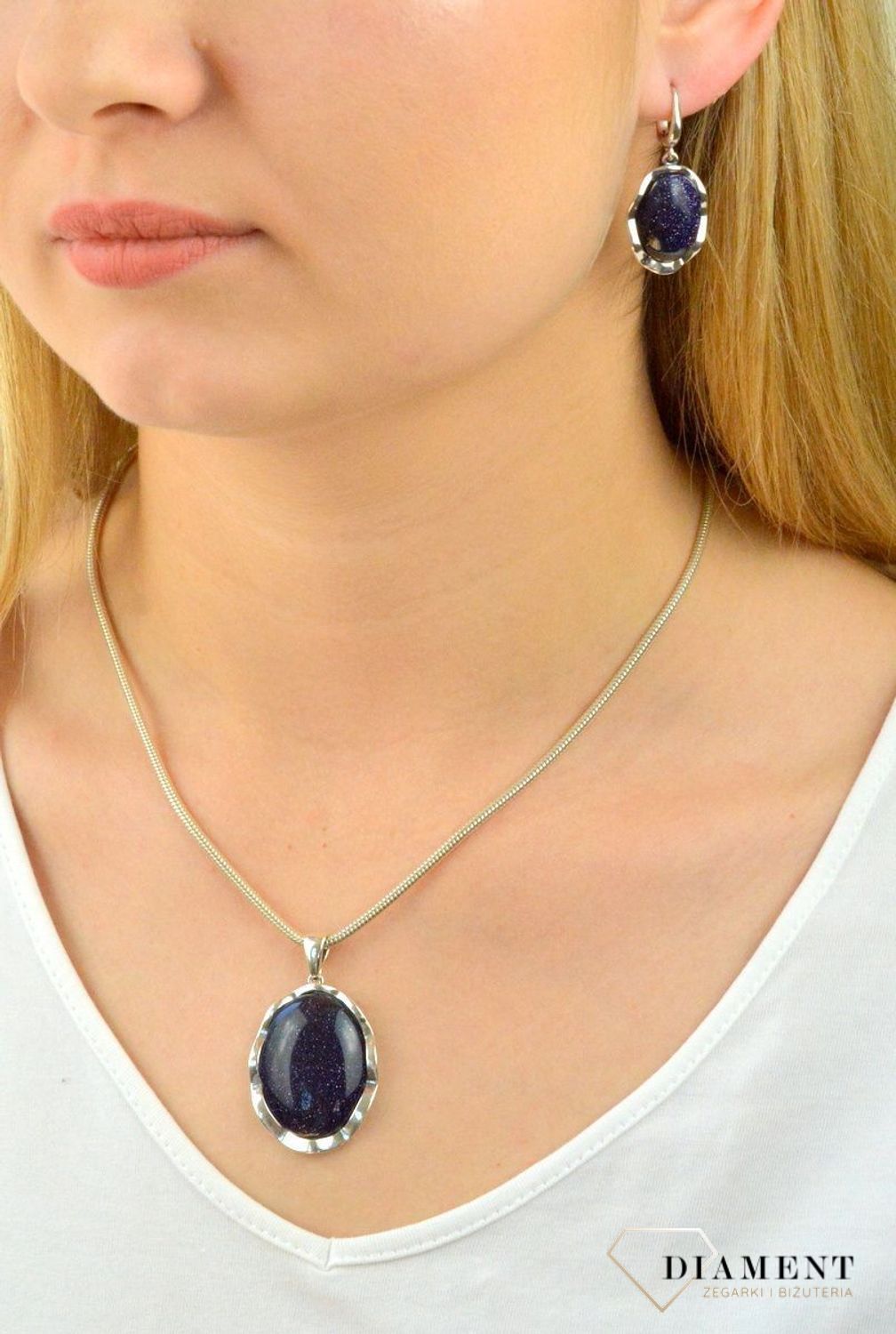 Srebrne kolczyki wiszące z angielskim zapięciem 'Noc Kairu na fali' DIA-KLC-5496-925.jpg