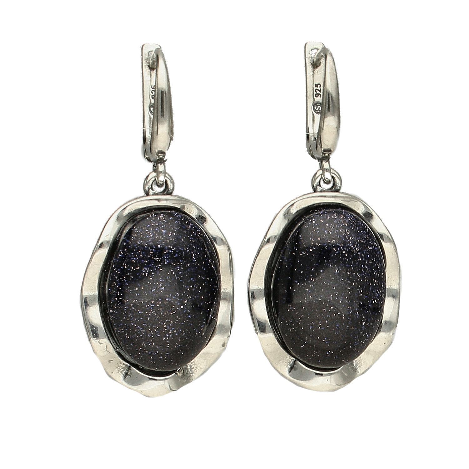 Srebrne kolczyki wiszące z angielskim zapięciem 'Noc Kairu na fali' DIA-KLC-5496-925.jpg