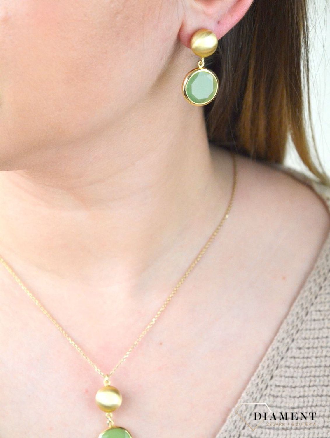 Pozłacane Kolczyki  Dall'acqua Sublime Oliwin 925 DIAMENT DIA-KLC-5539-925.jpg