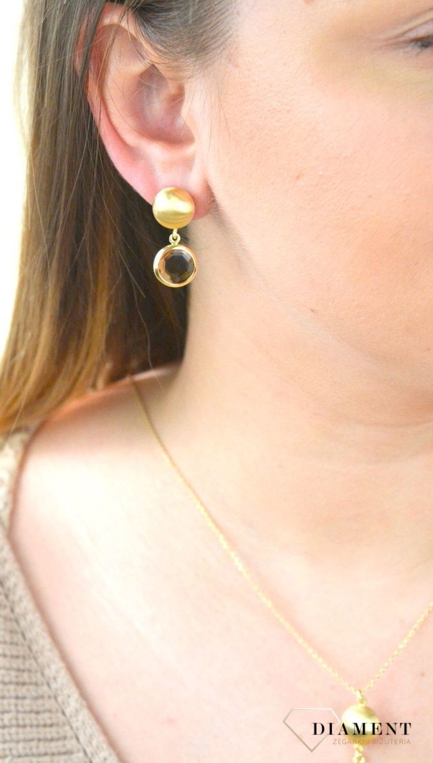 Pozłacane Kolczyki  Dall'acqua Sublime Cytryn 925 DIAMENT DIA-KLC-5541-925.jpg