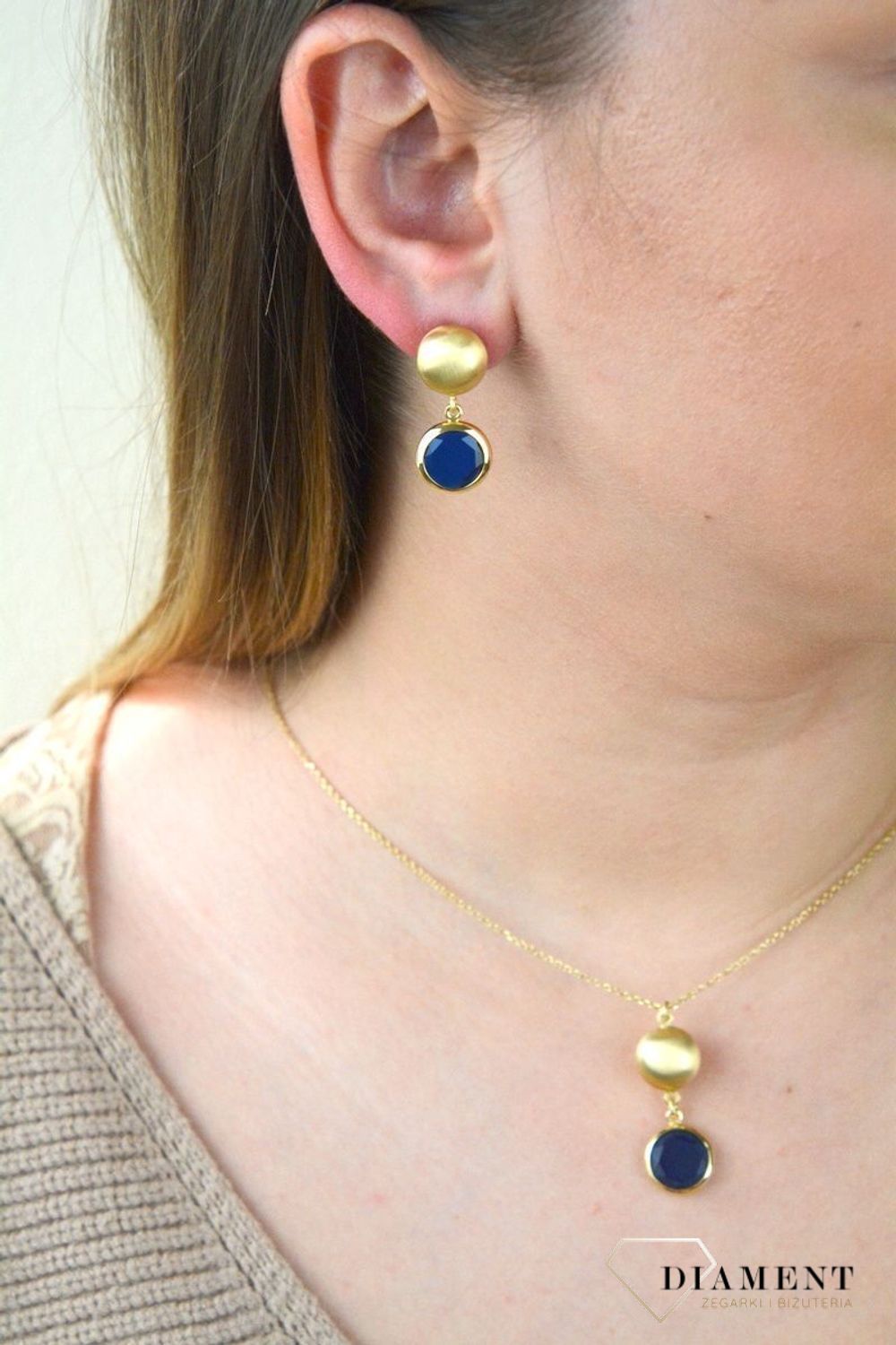 Pozłacane Kolczyki  Dall'acqua Sublime Szafir 925 DIAMENT DIA-KLC-5542-925.jpg