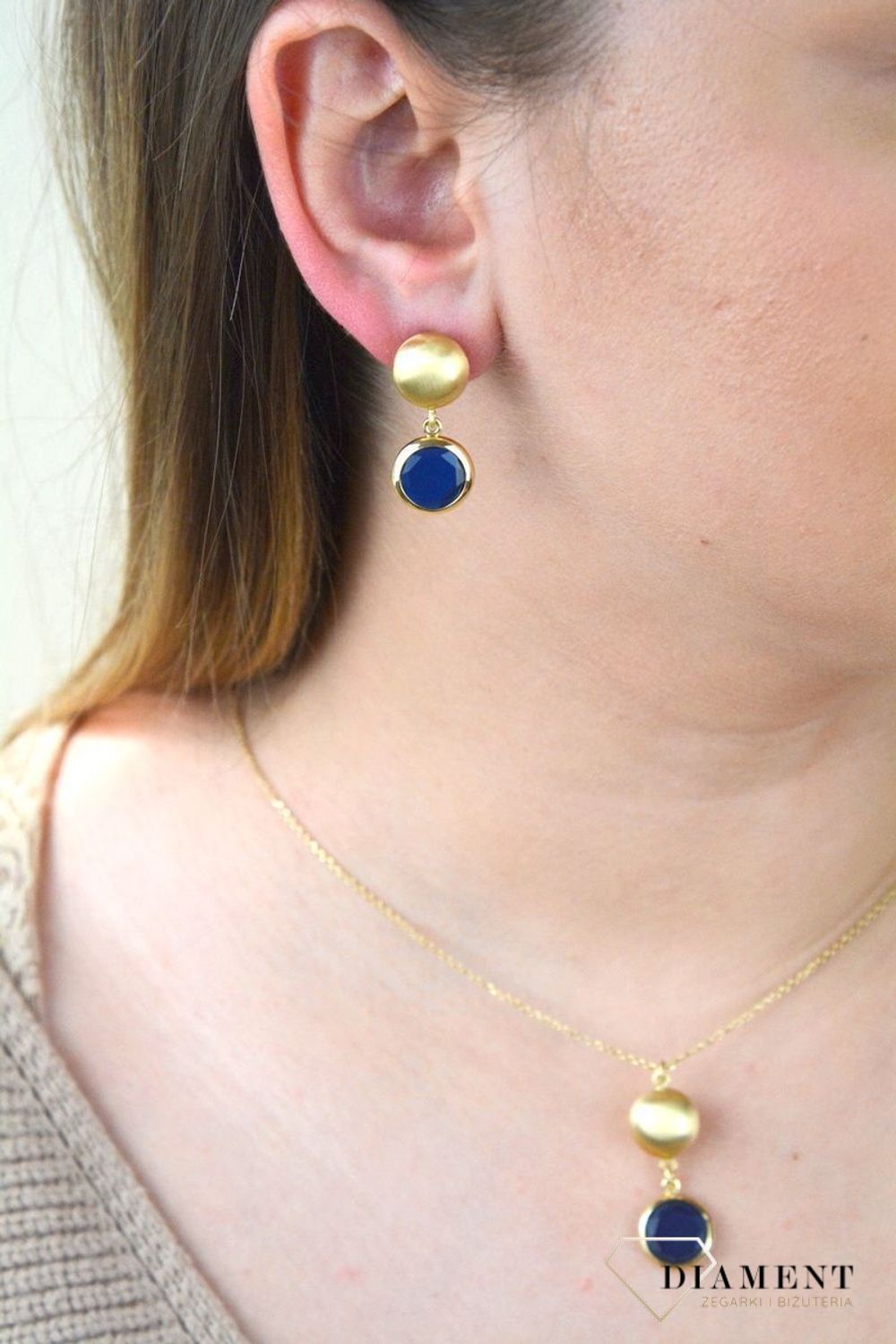 Pozłacane Kolczyki  Dall'acqua Sublime Szafir 925 DIAMENT DIA-KLC-5542-925.jpg