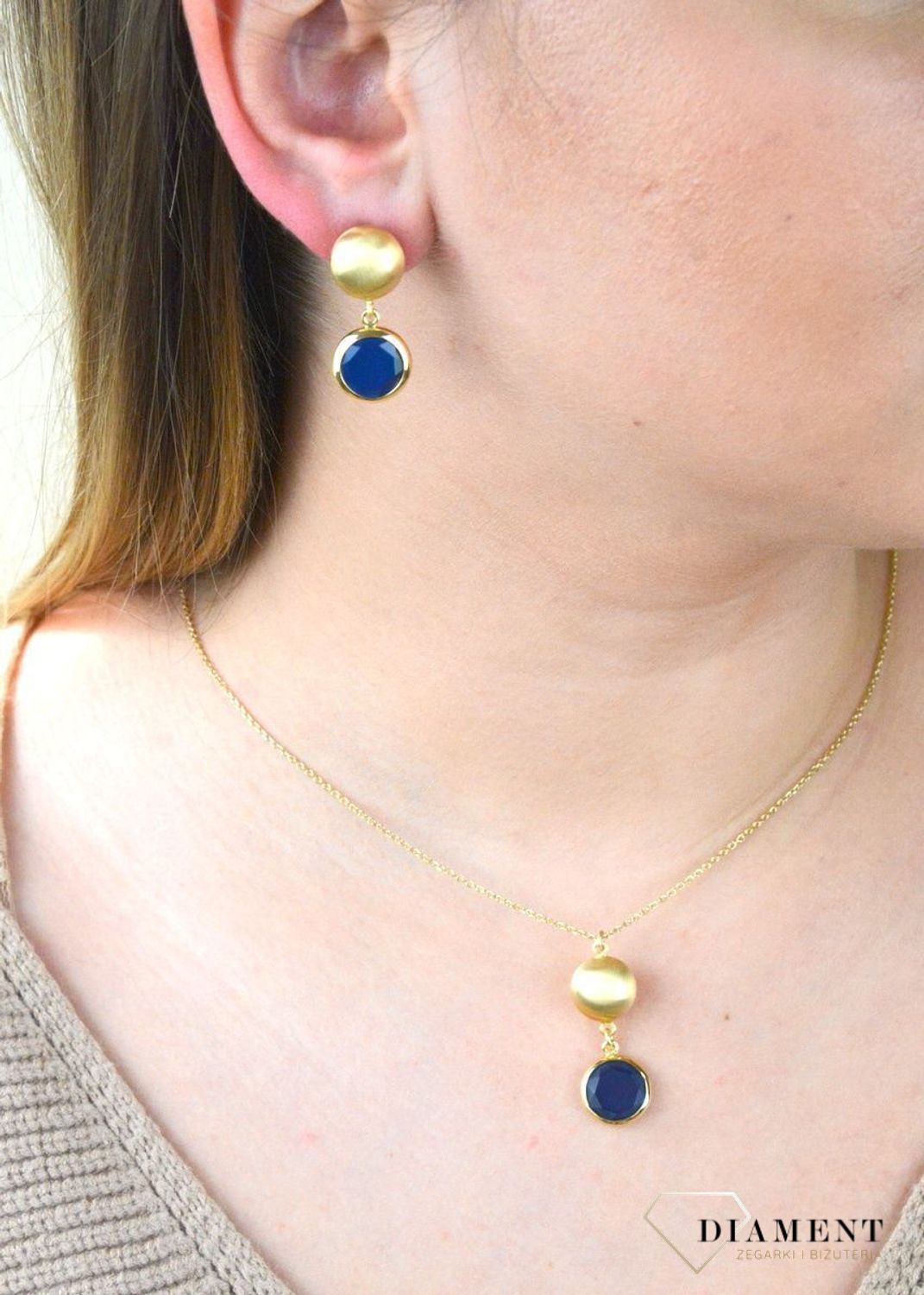 Pozłacane Kolczyki  Dall'acqua Sublime Szafir 925 DIAMENT DIA-KLC-5542-925.jpg