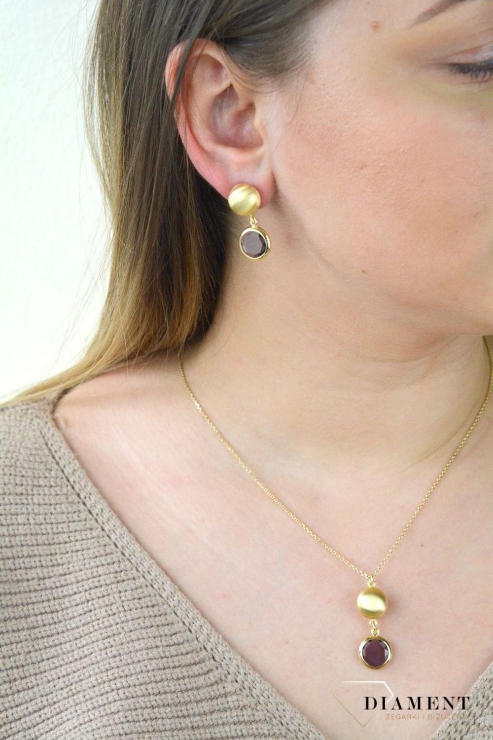 Pozłacane Kolczyki  Dall'acqua Sublime Ametyst 925 DIAMENT DIA-KLC-5544-925.jpg