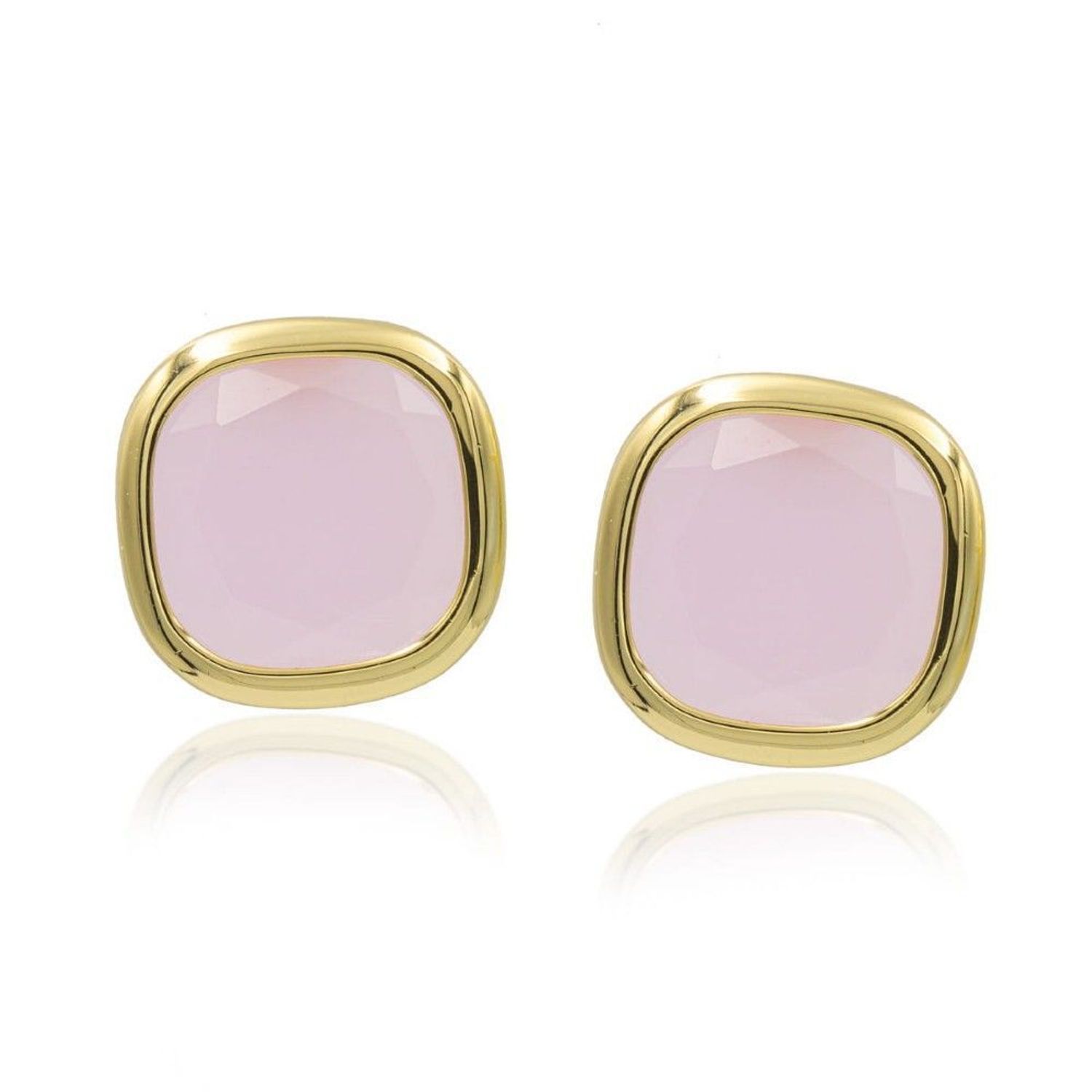 Pozłacane Kolczyki kwadraciki Dall'acqua Sublime Kwarc Różowy 925 DIAMENT DIA-KLC-5545-925.jpg