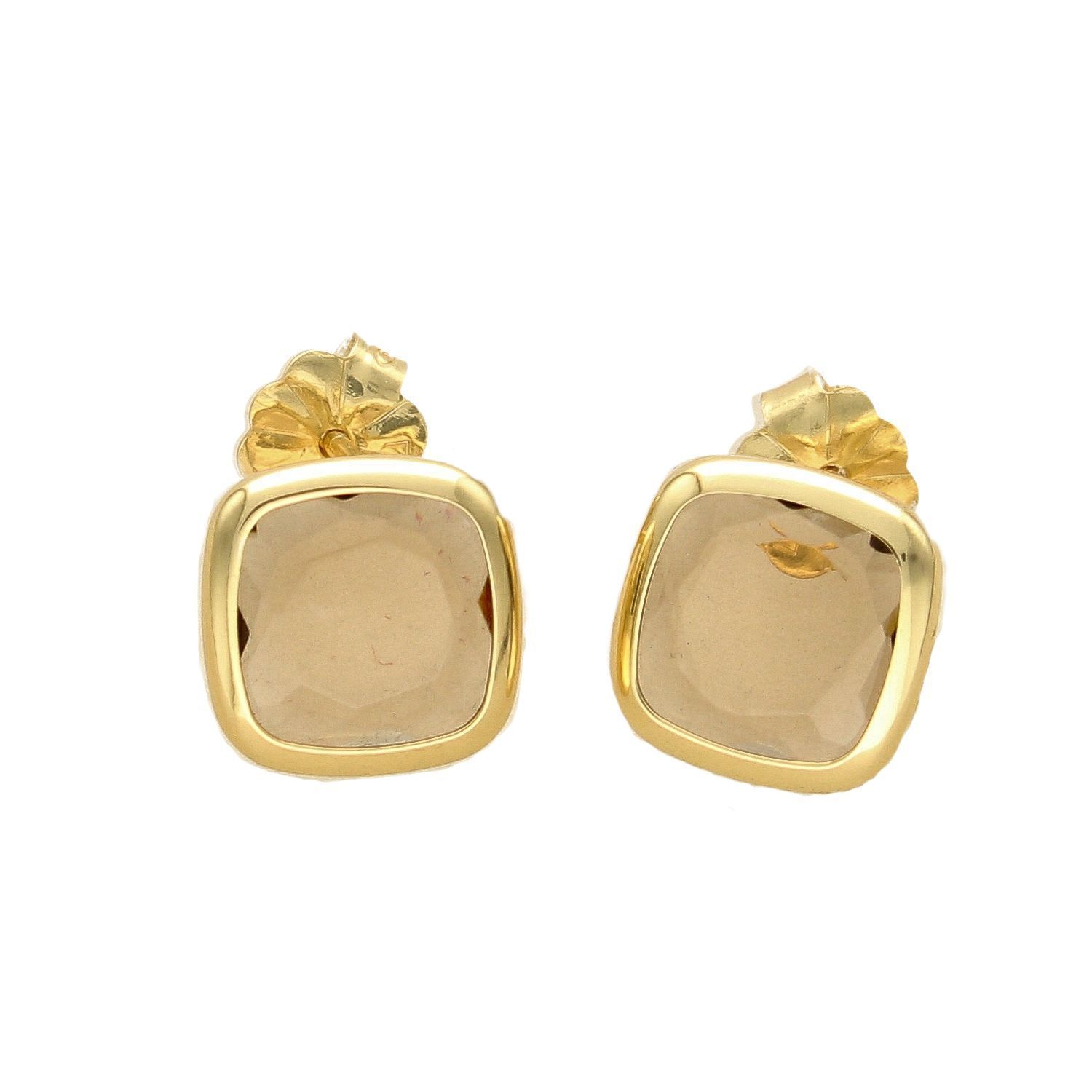 Pozłacane Kolczyki kwadraciki Dall'acqua Sublime Kwarc Dymny 925 DIAMENT DIA-KLC-5548-925.jpg