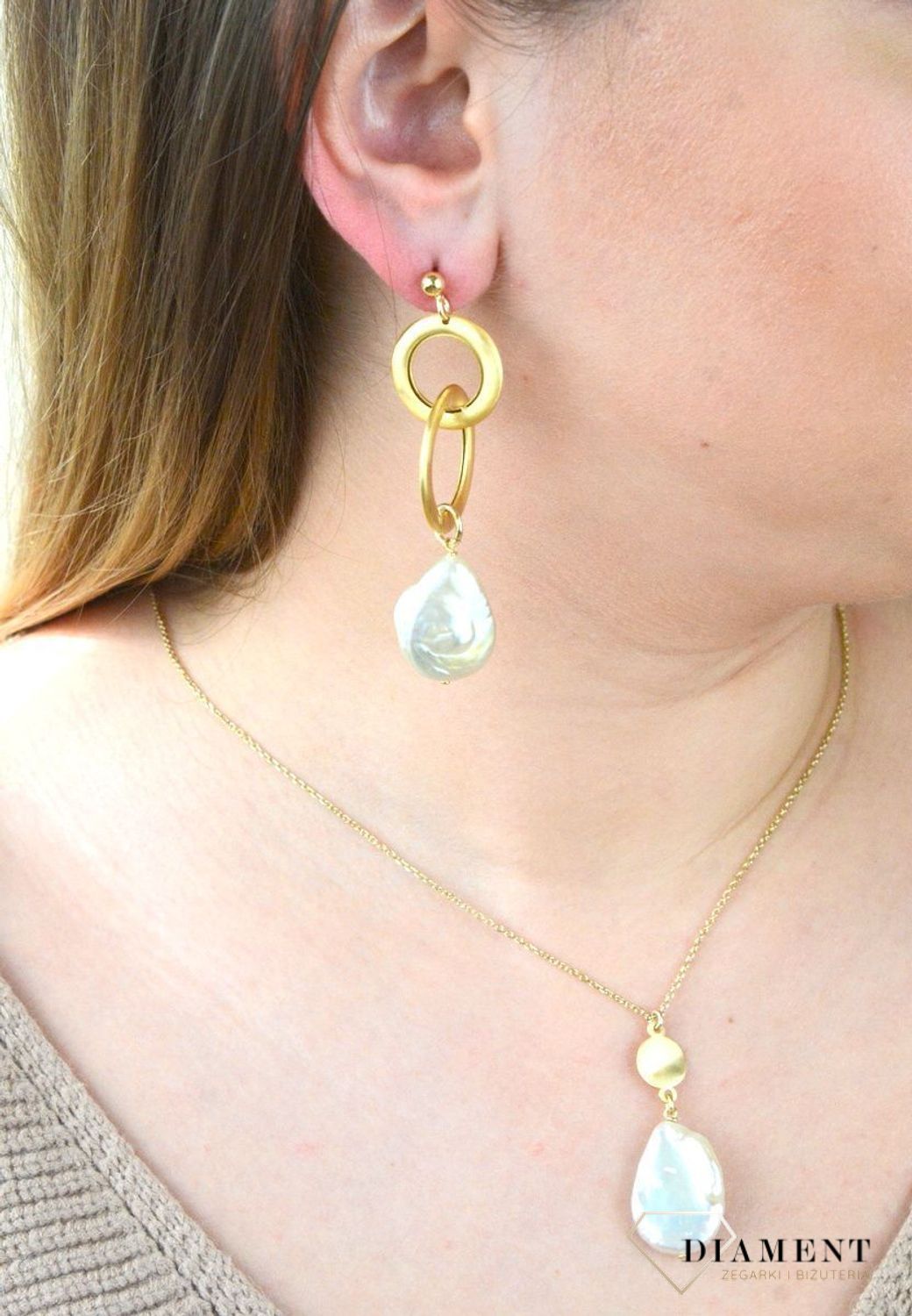 Pozłacane Kolczyki Dall'acqua Sublime Perły 925 DIAMENT DIA-KLC-5553-9254.jpg