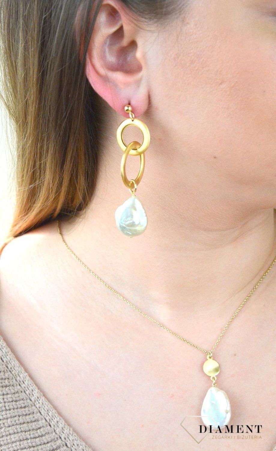 Pozłacane Kolczyki Dall'acqua Sublime Perły 925 DIAMENT DIA-KLC-5553-9254.jpg