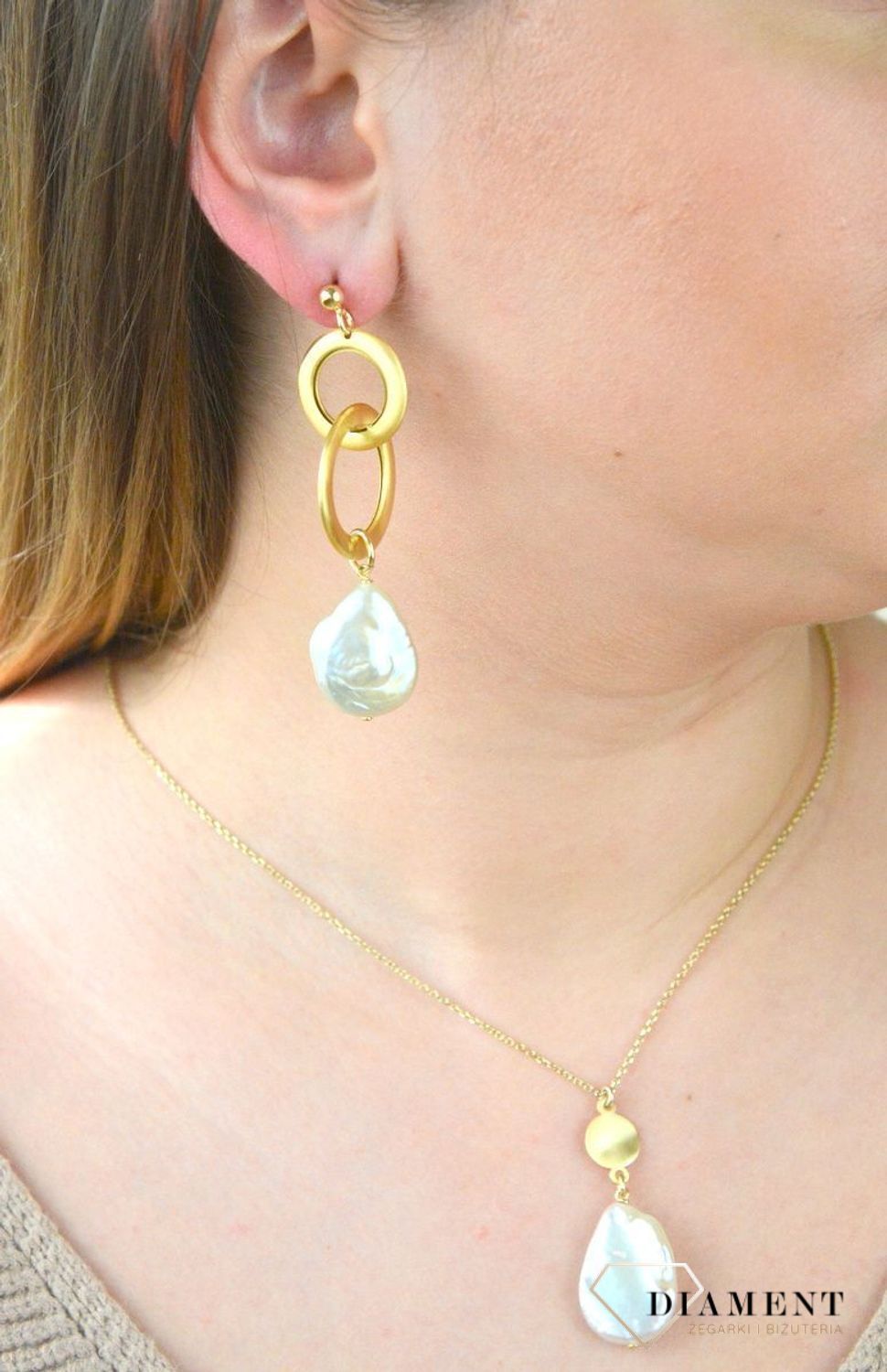 Pozłacane Kolczyki Dall'acqua Sublime Perły 925 DIAMENT DIA-KLC-5553-9254.jpg