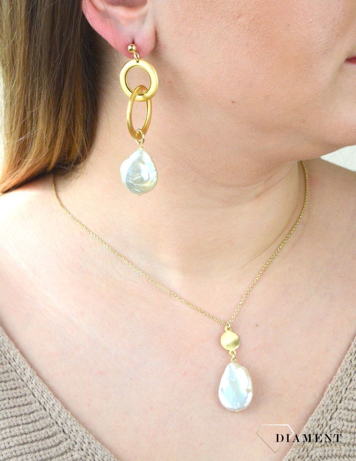 Pozłacane Kolczyki Dall'acqua Sublime Perły 925 DIAMENT DIA-KLC-5553-9254.jpg