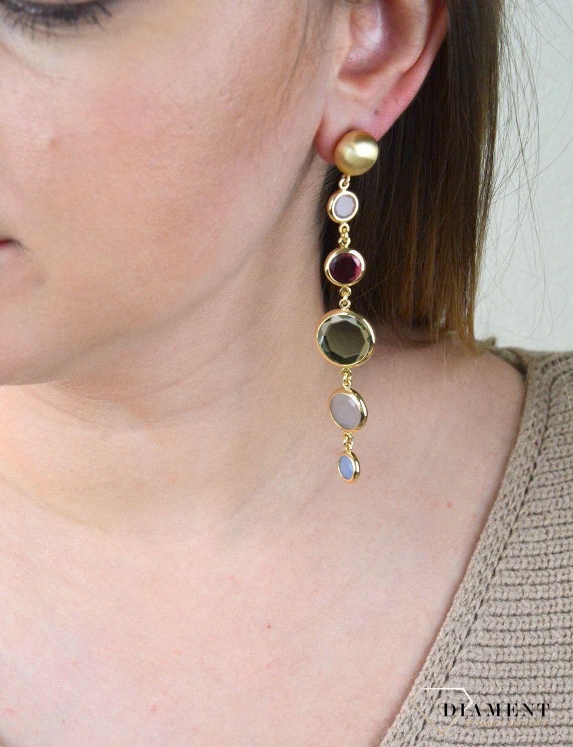 Pozłacane Kolczyki  Dall'acqua Sublime Kolorowe Kryształki 925 DIAMENT DIA-KLC-5554-925.jpg