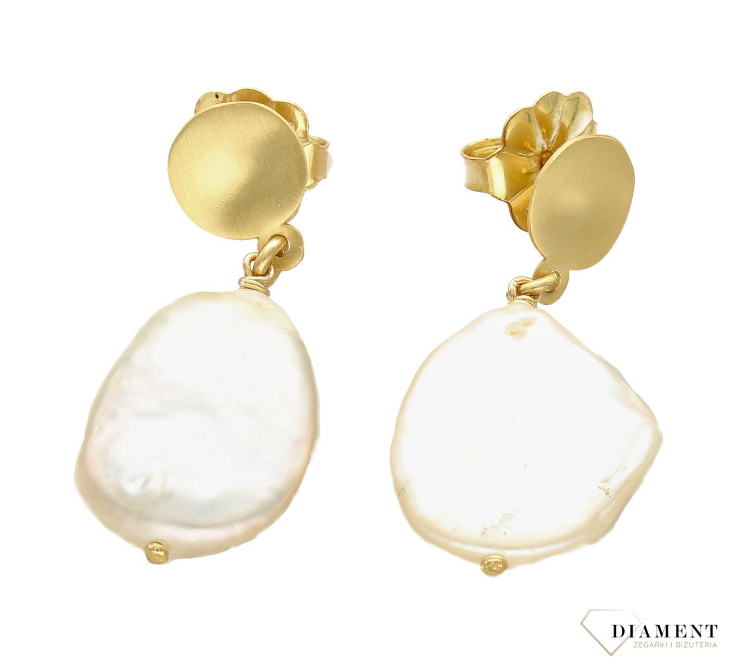 Pozłacane Kolczyki  Dall'acqua Sublime Perła z blaszką 925 DIAMENT DIA-KLC-5555-925.jpg