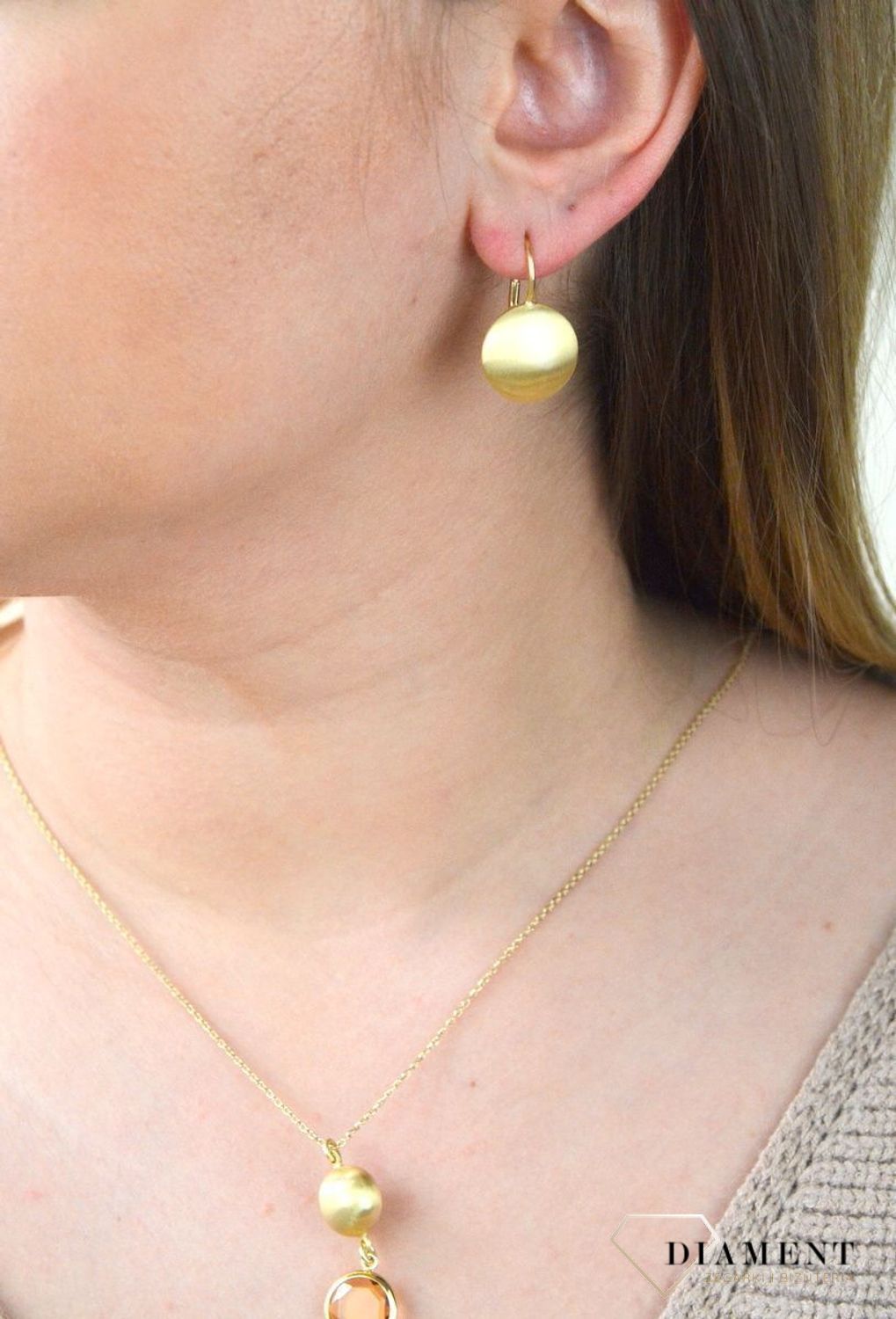 Pozłacane Kolczyki Guziczki Dall'acqua Sublime  925 DIAMENT DIA-KLC-5556-925.jpg