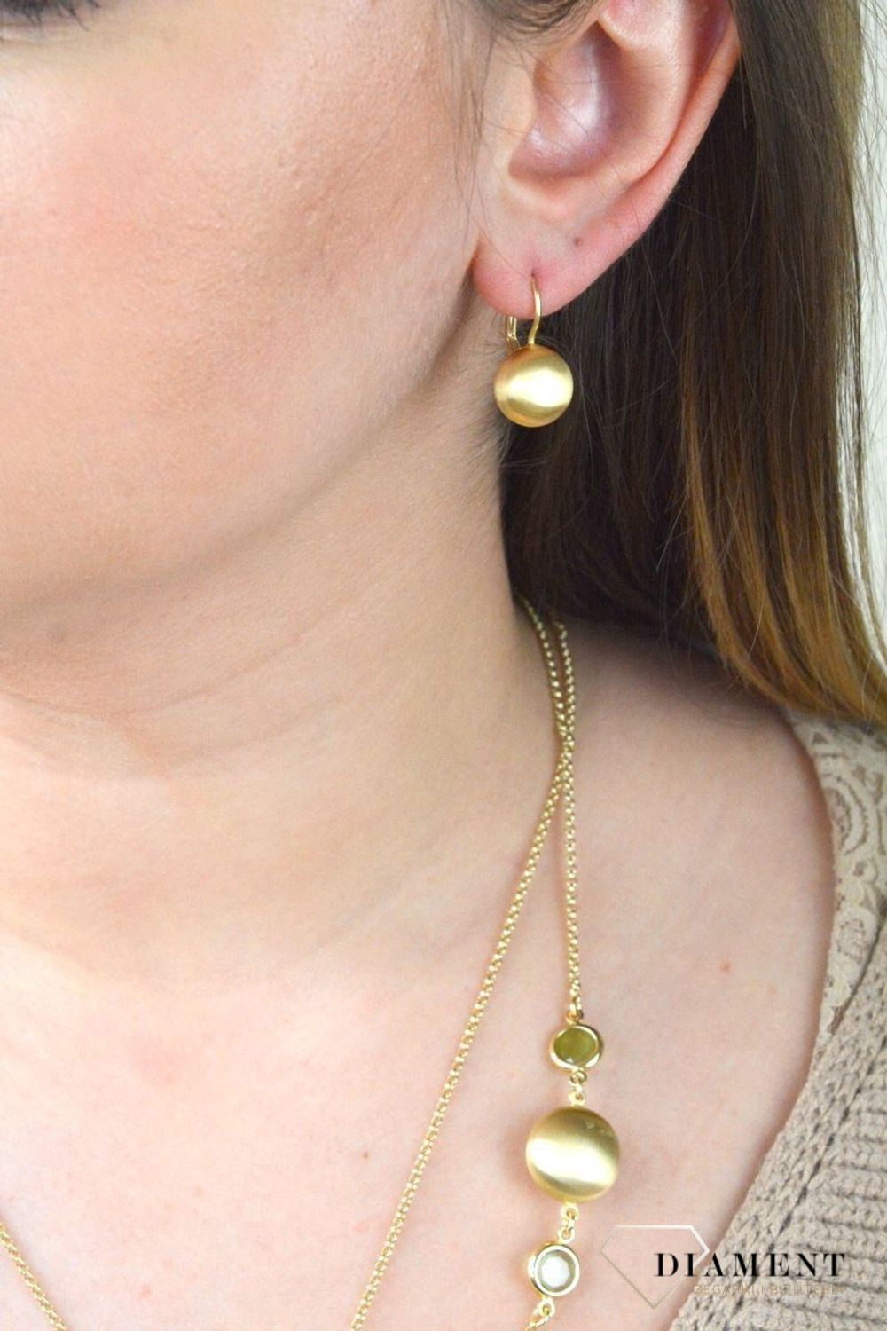 Pozłacane Kolczyki Kuleczki Dall'acqua Sublime  925 DIAMENT DIA-KLC-5557-925.jpg