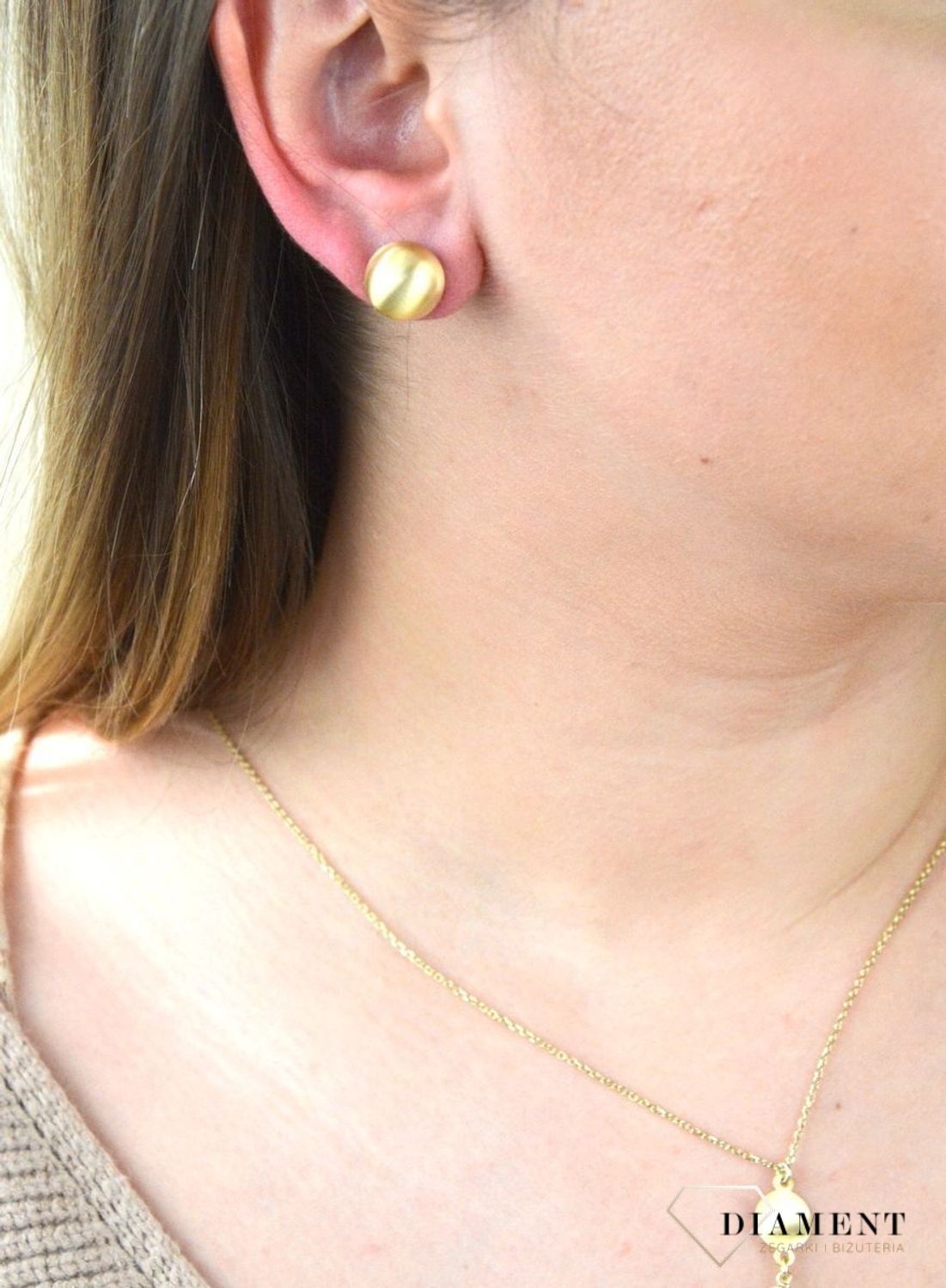 Pozłacane Kolczyki Ścięte Kulki Dall'acqua Sublime 925 DIAMENT DIA-KLC-5558-925.jpg