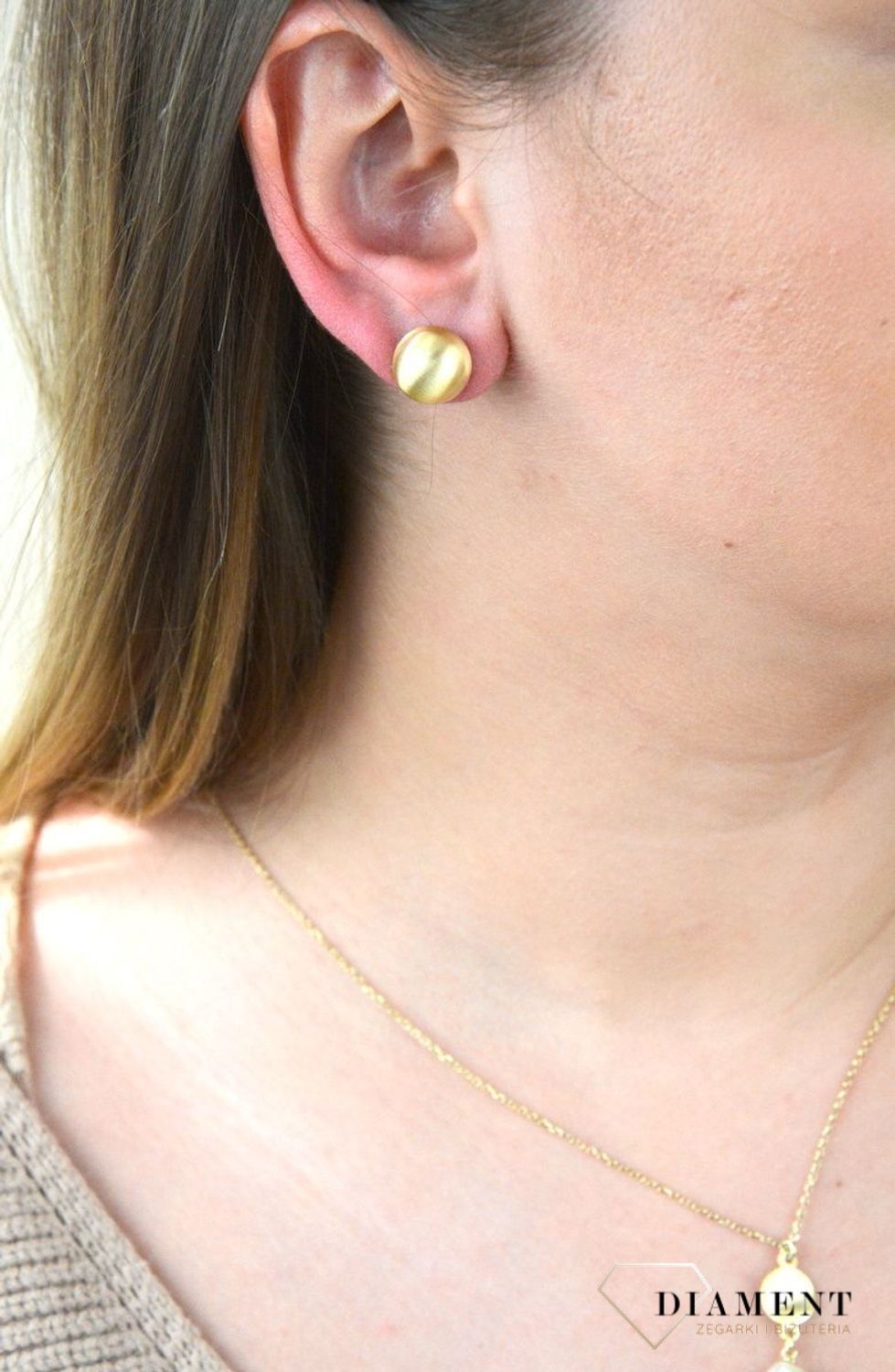 Pozłacane Kolczyki Ścięte Kulki Dall'acqua Sublime 925 DIAMENT DIA-KLC-5558-925.jpg