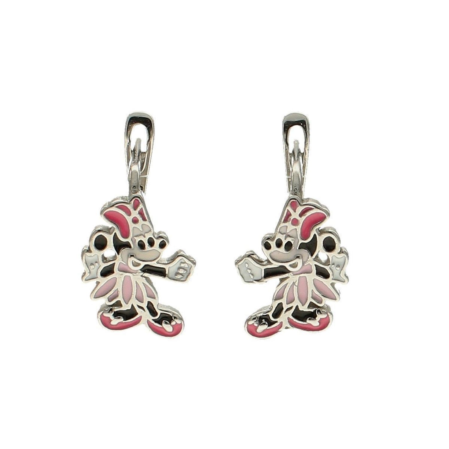 Srebrne kolczyki dla dziewczynki wiszące Myszka Minnie DIA-KLC-5877-925. Kolczyki Srebrne kolczyki dla dziewczynki wiszące Myszka Minnie wykonane ze srebra próby 925 z kolorową emalią.  (2).jpg